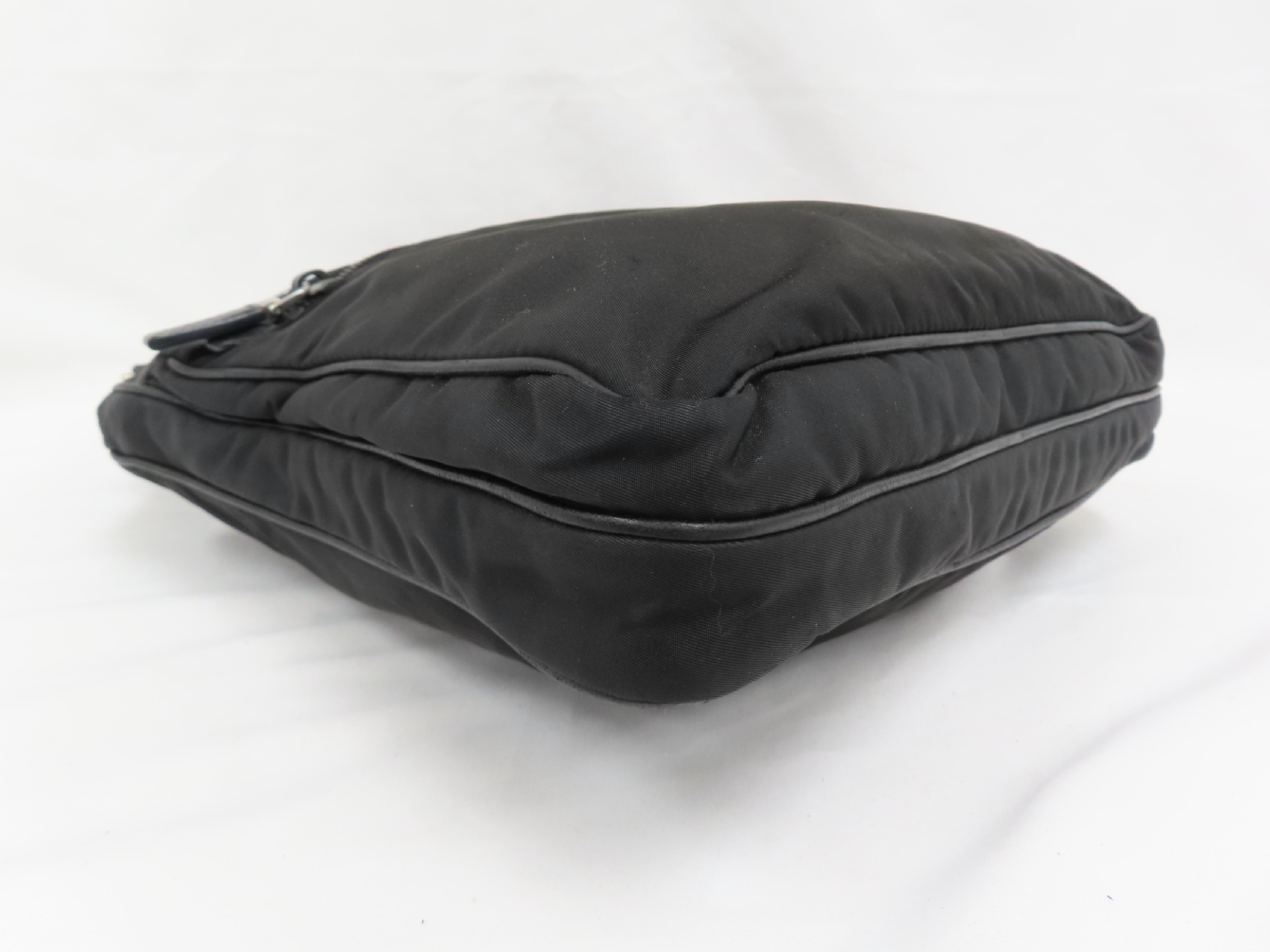 Triangle Logo Plate Saffiano Nylon Shoulder Bag — view 6