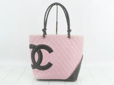 Cambon Line Medium Tote Bag, Pink x Black, Serial Number 9