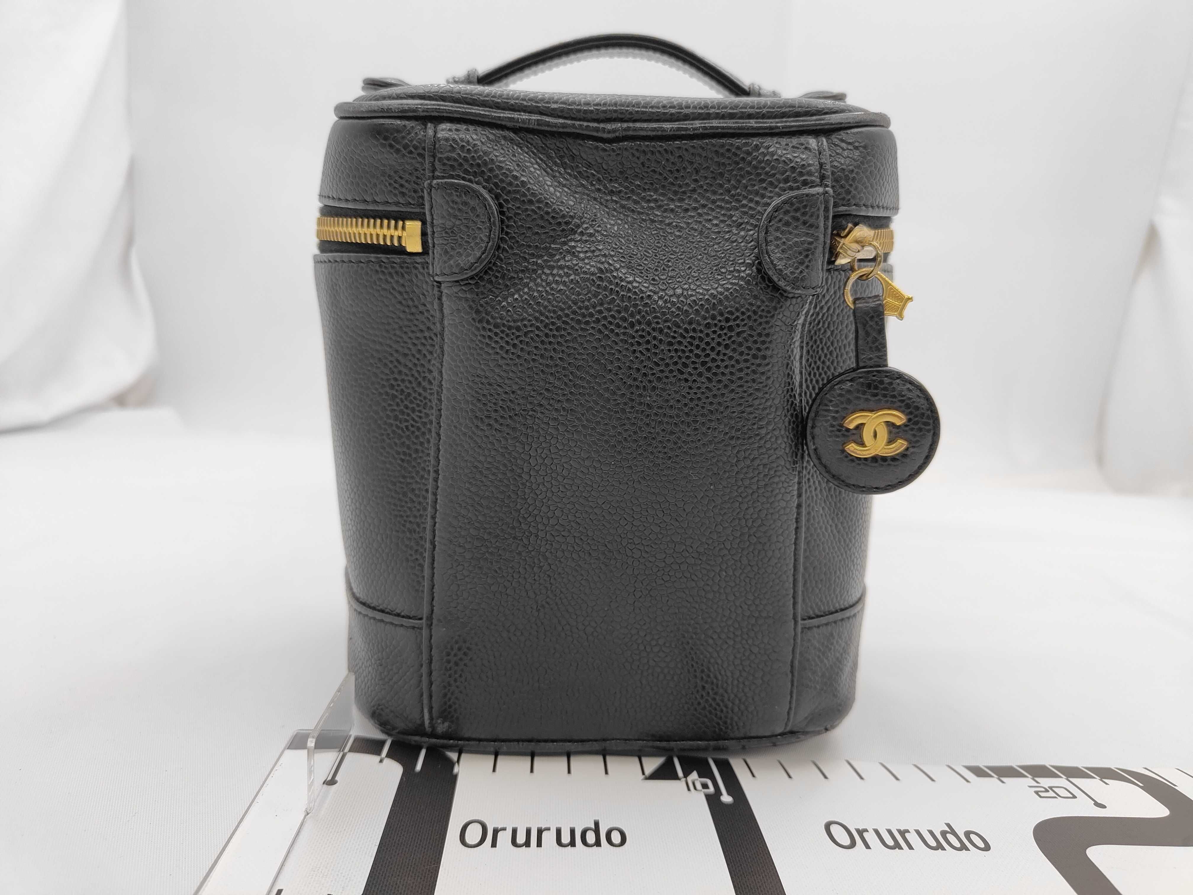 Coco Mark Caviar Leather Black Gold Hardware Vanity Bag — view 2
