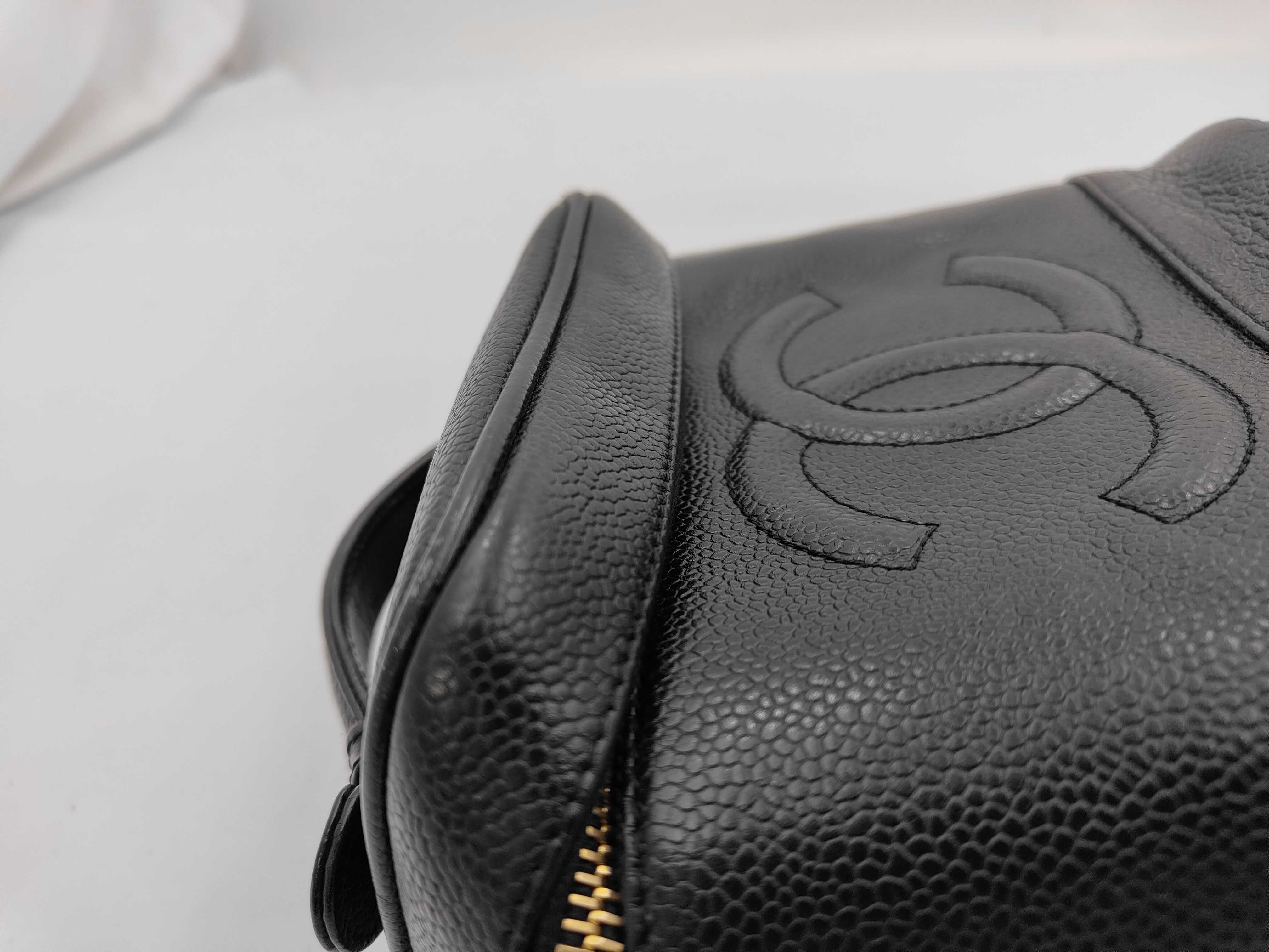 Coco Mark Caviar Leather Black Gold Hardware Vanity Bag — view 11
