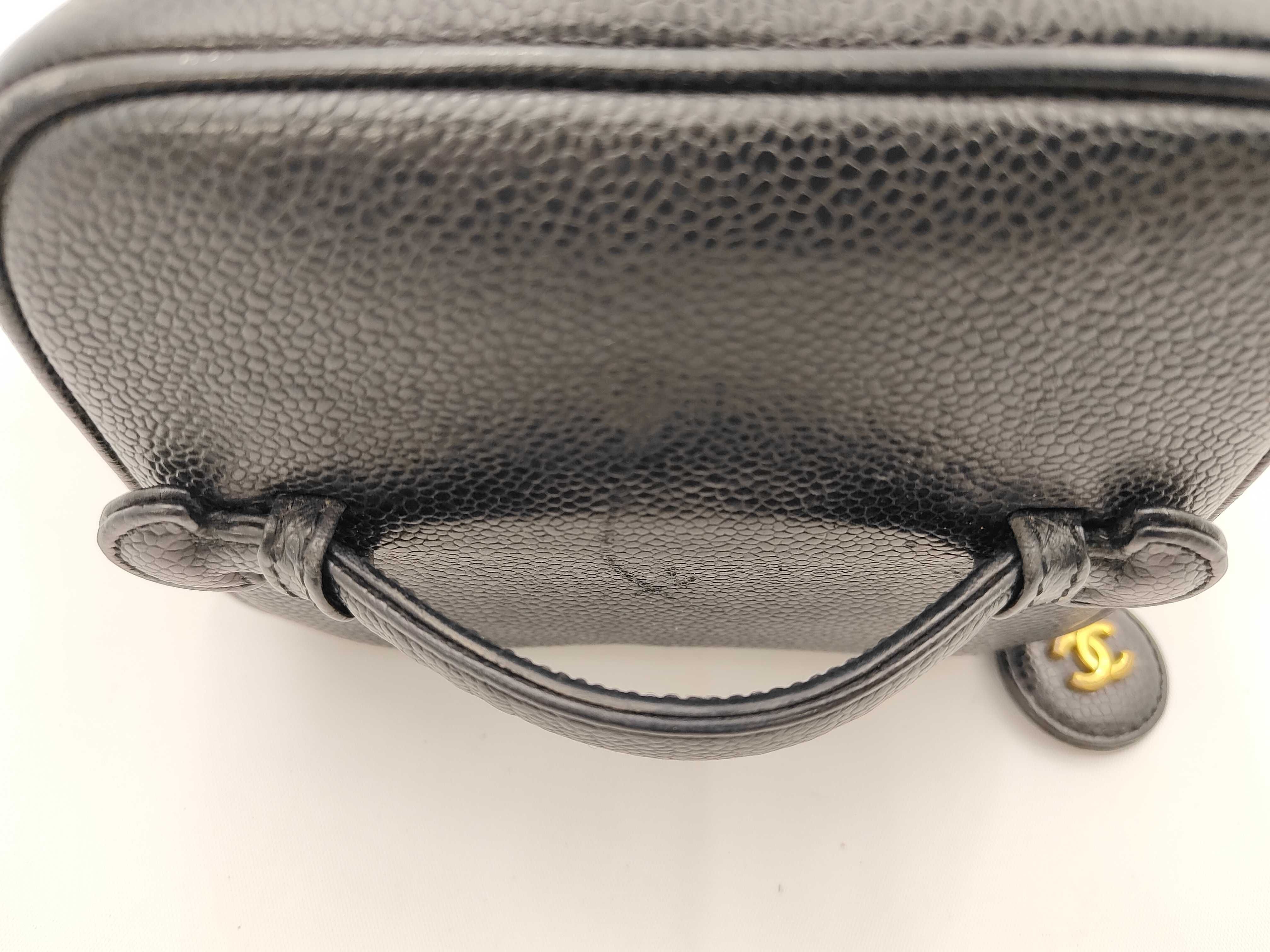 Coco Mark Caviar Leather Black Gold Hardware Vanity Bag — view 3