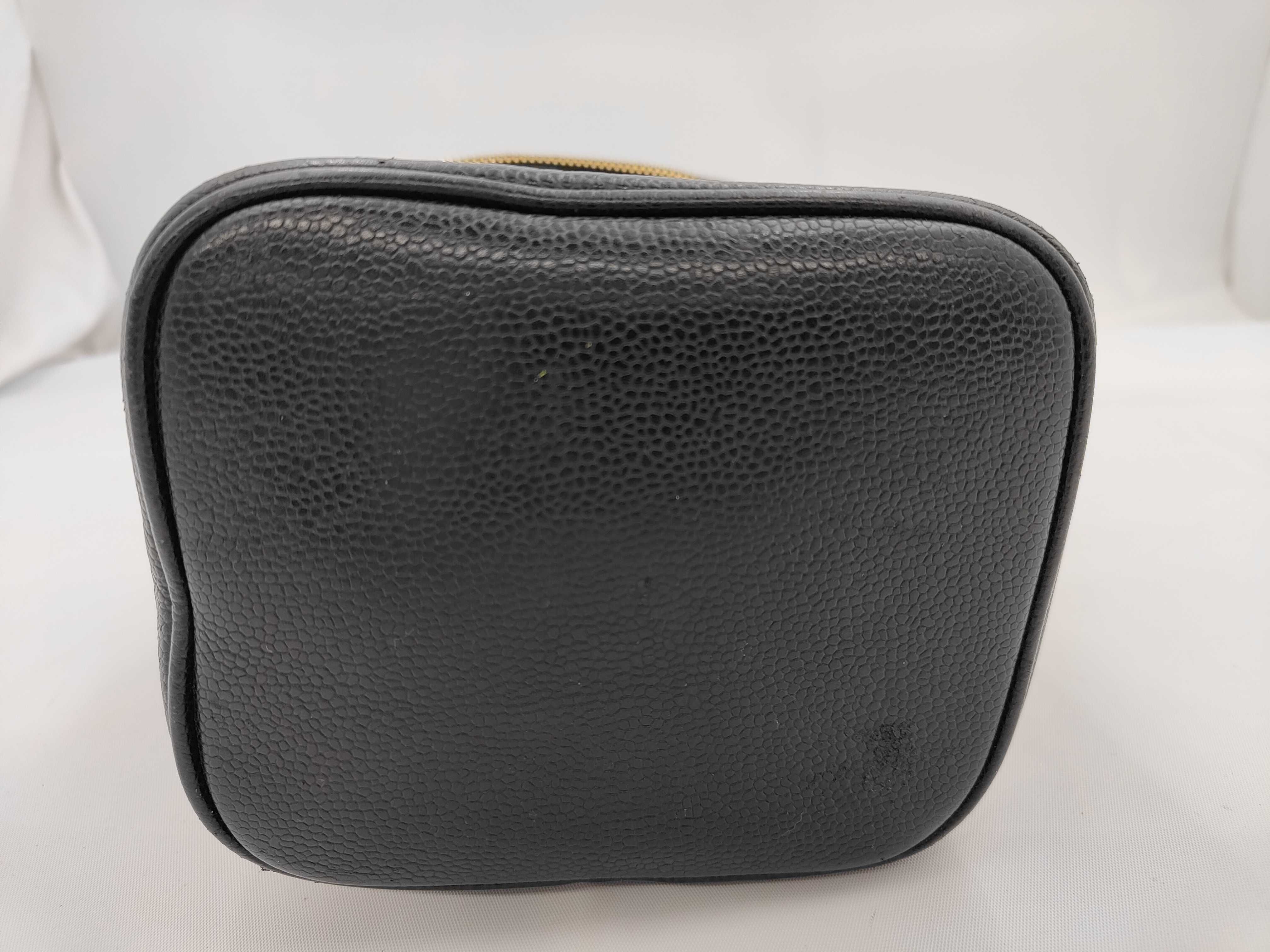 Coco Mark Caviar Leather Black Gold Hardware Vanity Bag — view 5