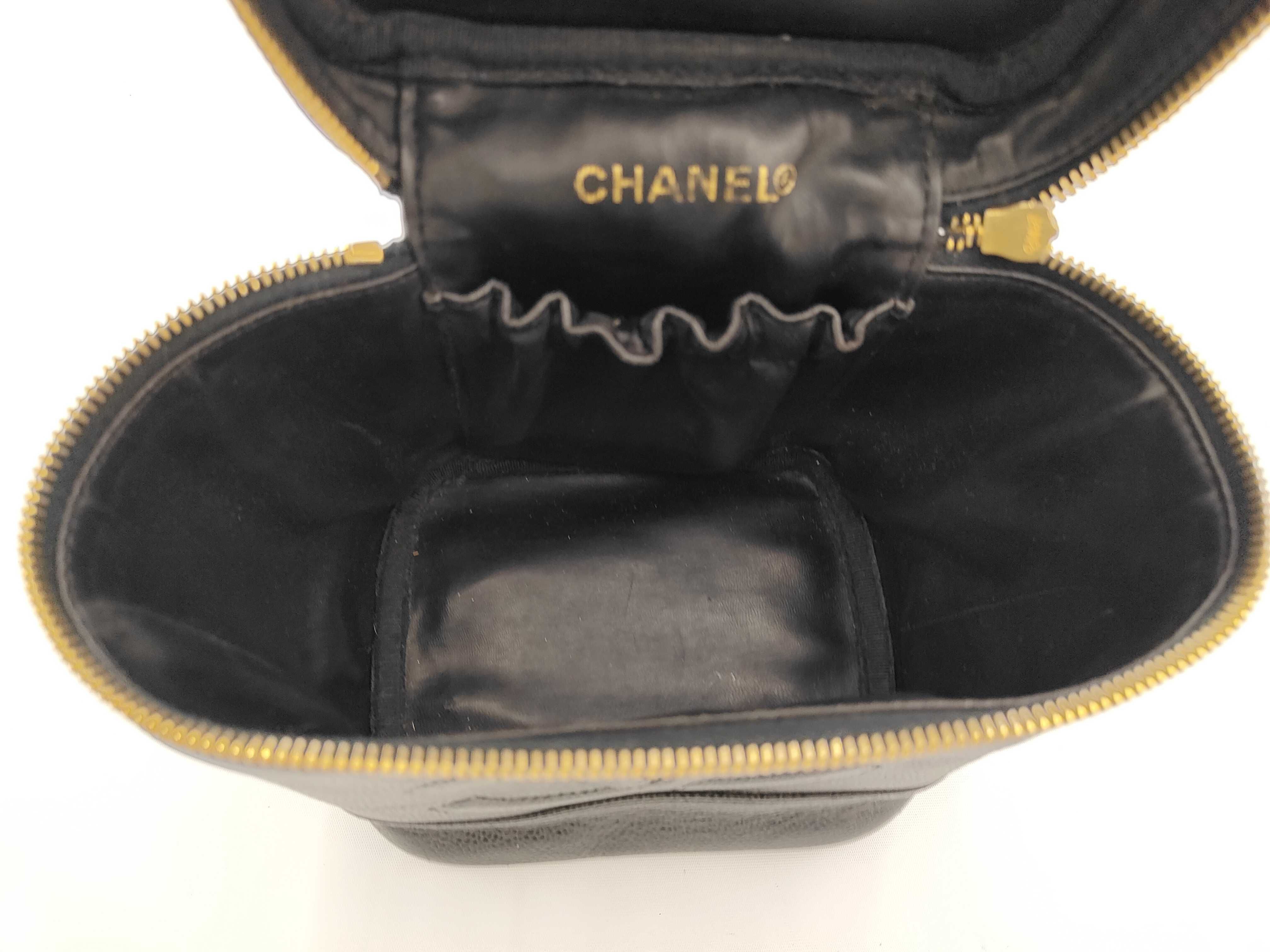 Coco Mark Caviar Leather Black Gold Hardware Vanity Bag — view 7
