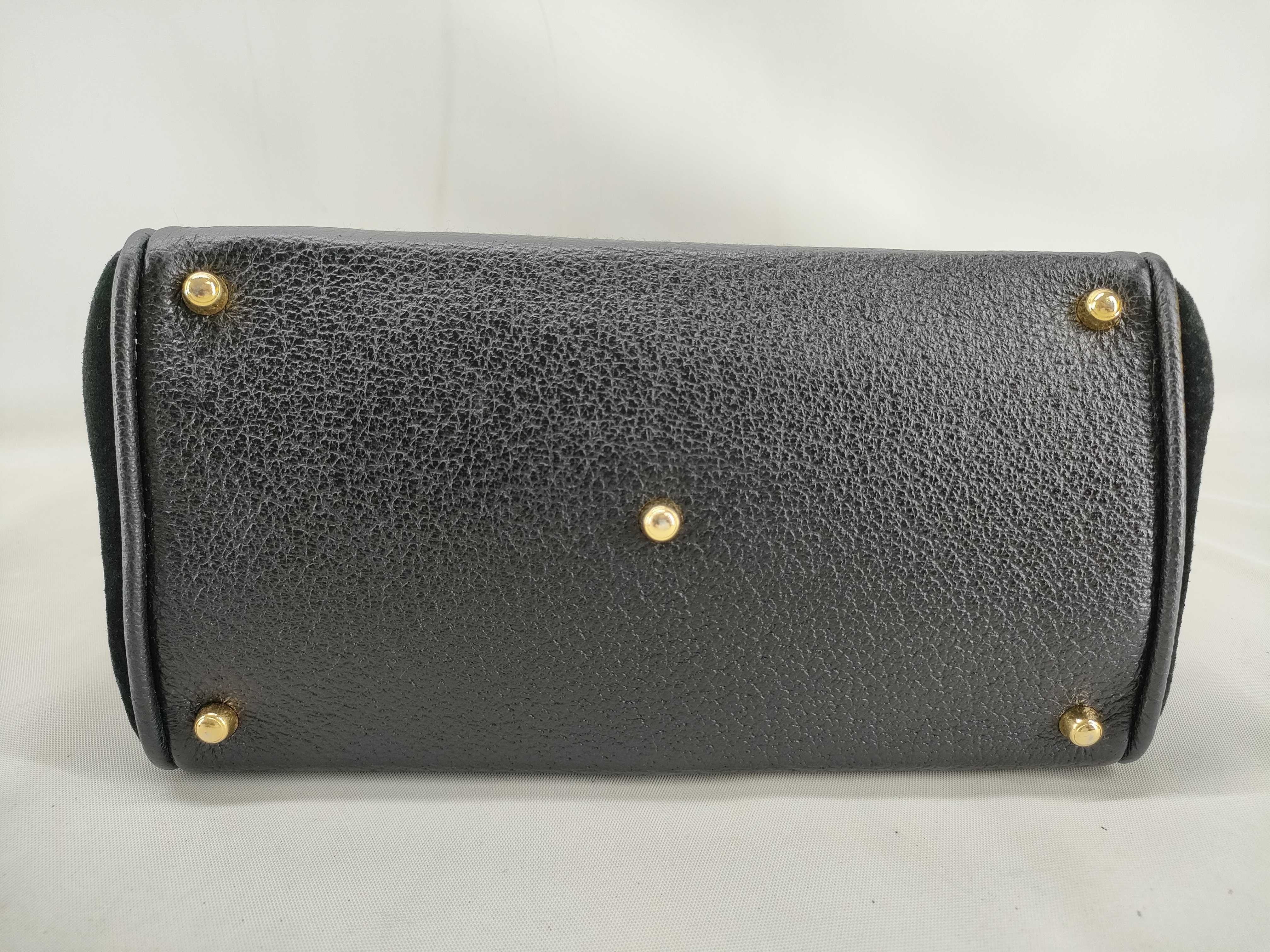 Bamboo Bag, Gucci Bamboo 2-Way Pochette, Suede Leather, Black Handbag — view 3
