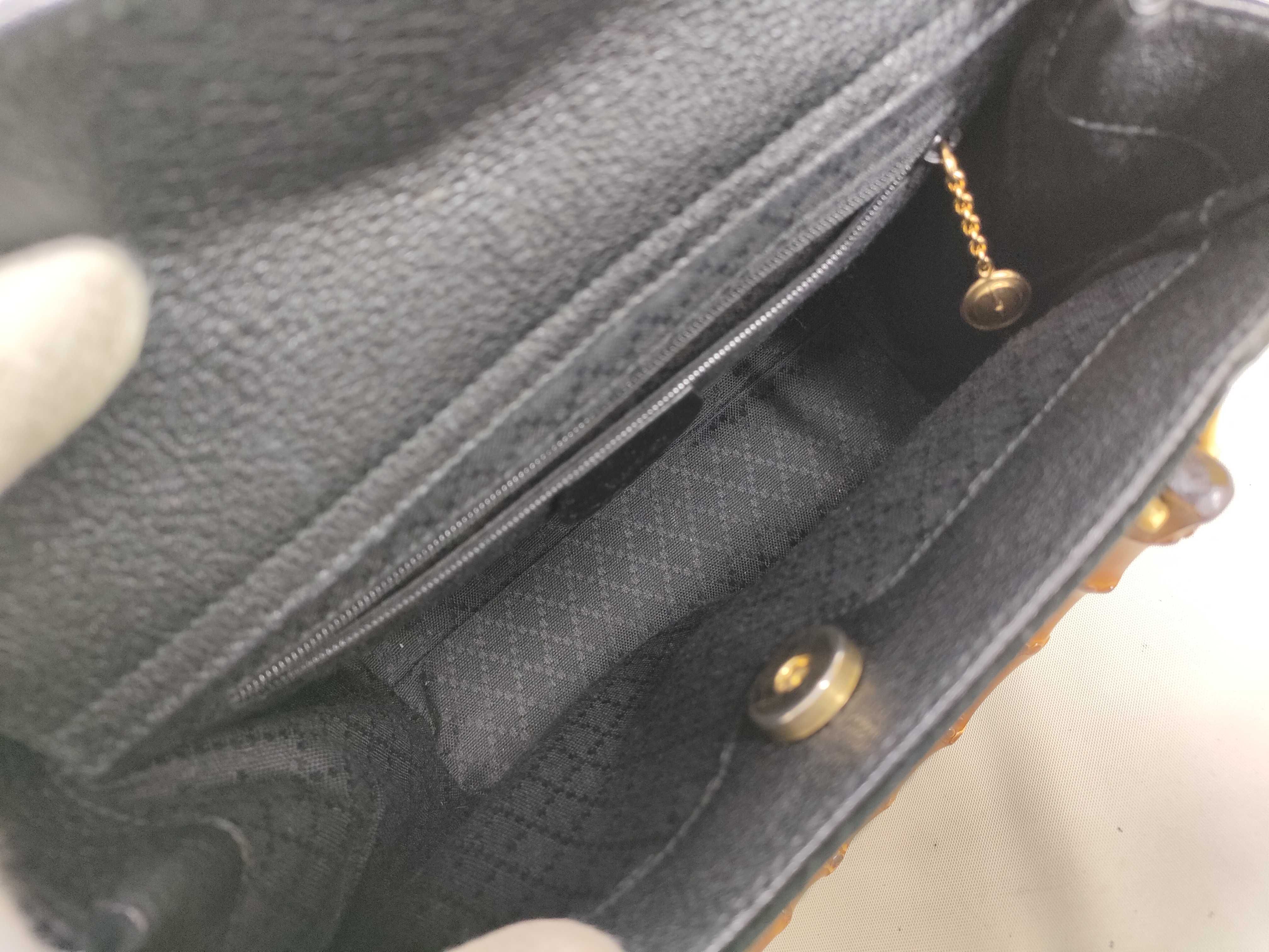 Bamboo Bag, Gucci Bamboo 2-Way Pochette, Suede Leather, Black Handbag — view 8