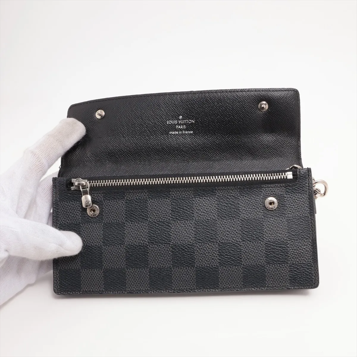 Damier Graphite Portefeuille Long Modular N63084 Black Chain Wallet — view 3