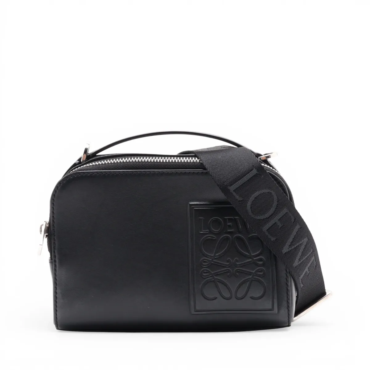 Camera Crossbody Bag Mini Leather 2-Way Handbag Black