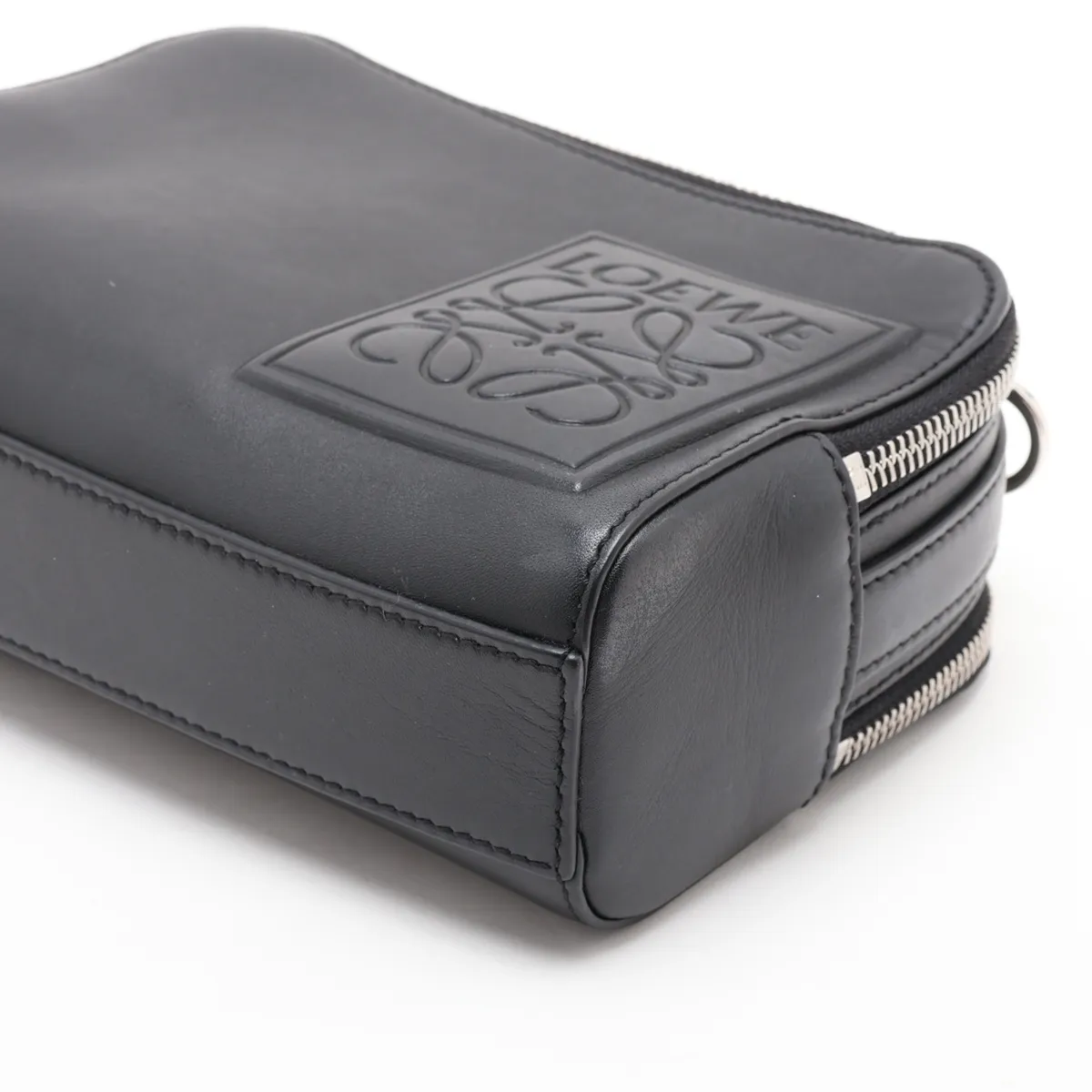 Camera Crossbody Bag Mini Leather 2-Way Handbag Black — view 3