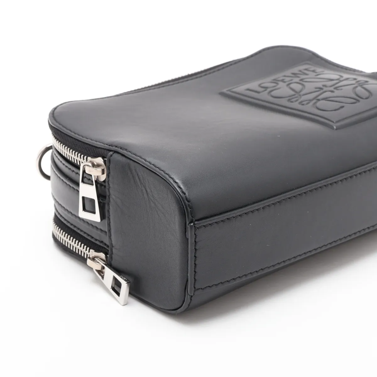 Camera Crossbody Bag Mini Leather 2-Way Handbag Black — view 4
