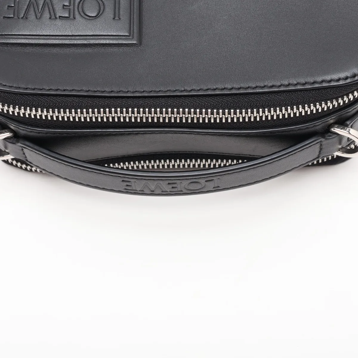 Camera Crossbody Bag Mini Leather 2-Way Handbag Black — view 5