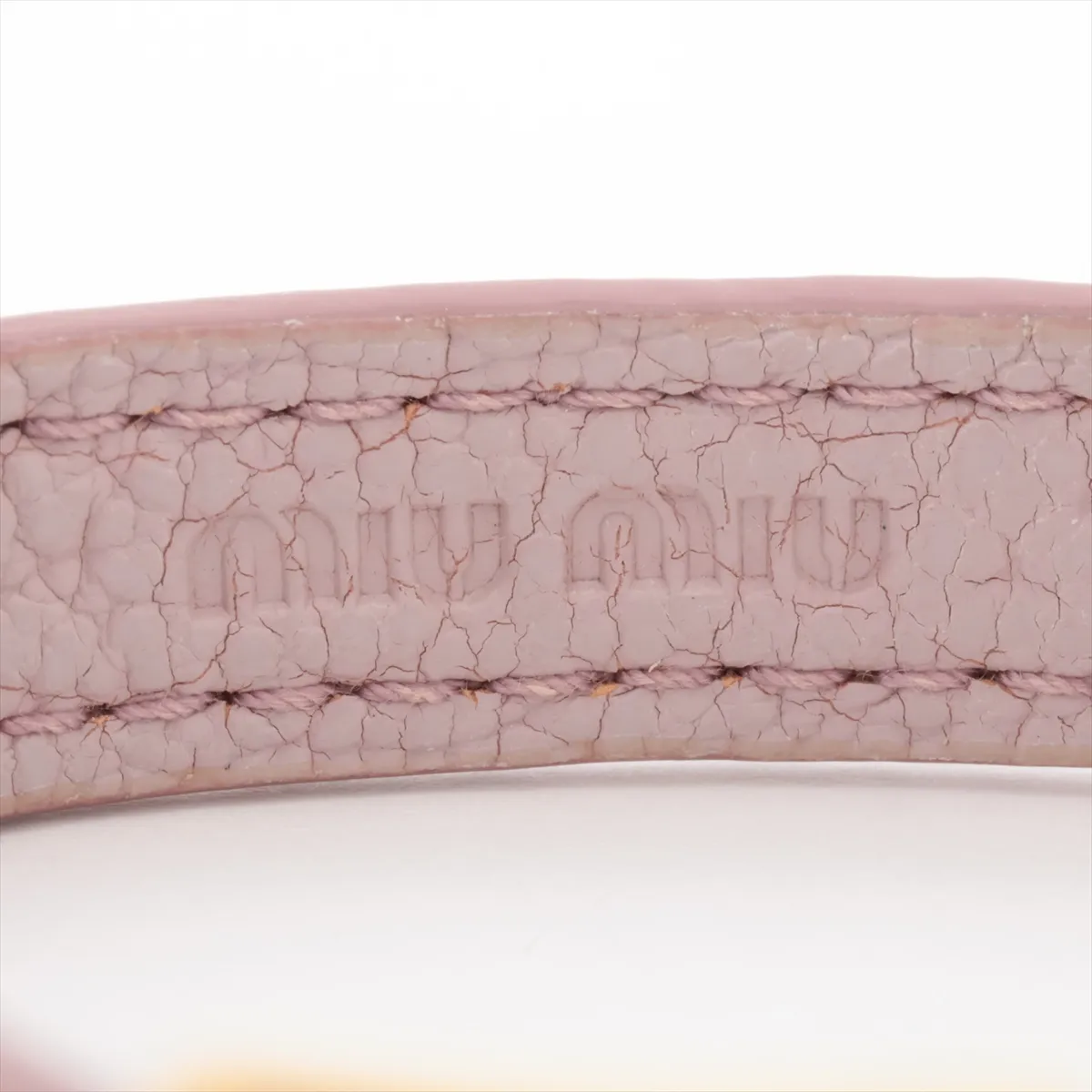 bracelet, gold plated, rhinestones, and leather, pink. Has a bad — view 6