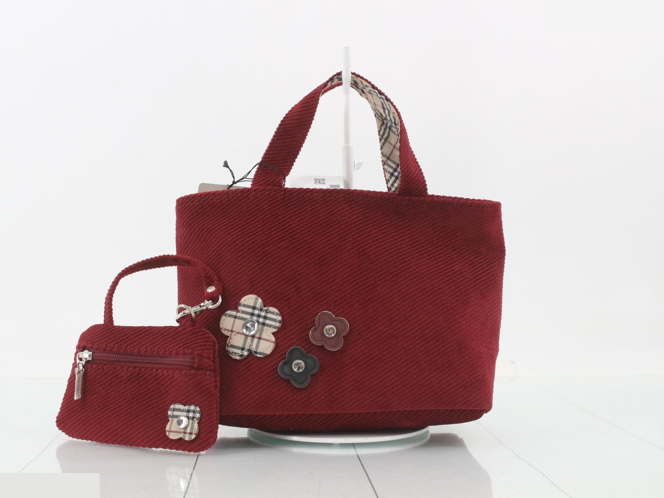 Other lines: Bags, handbags, pouches, with tags.