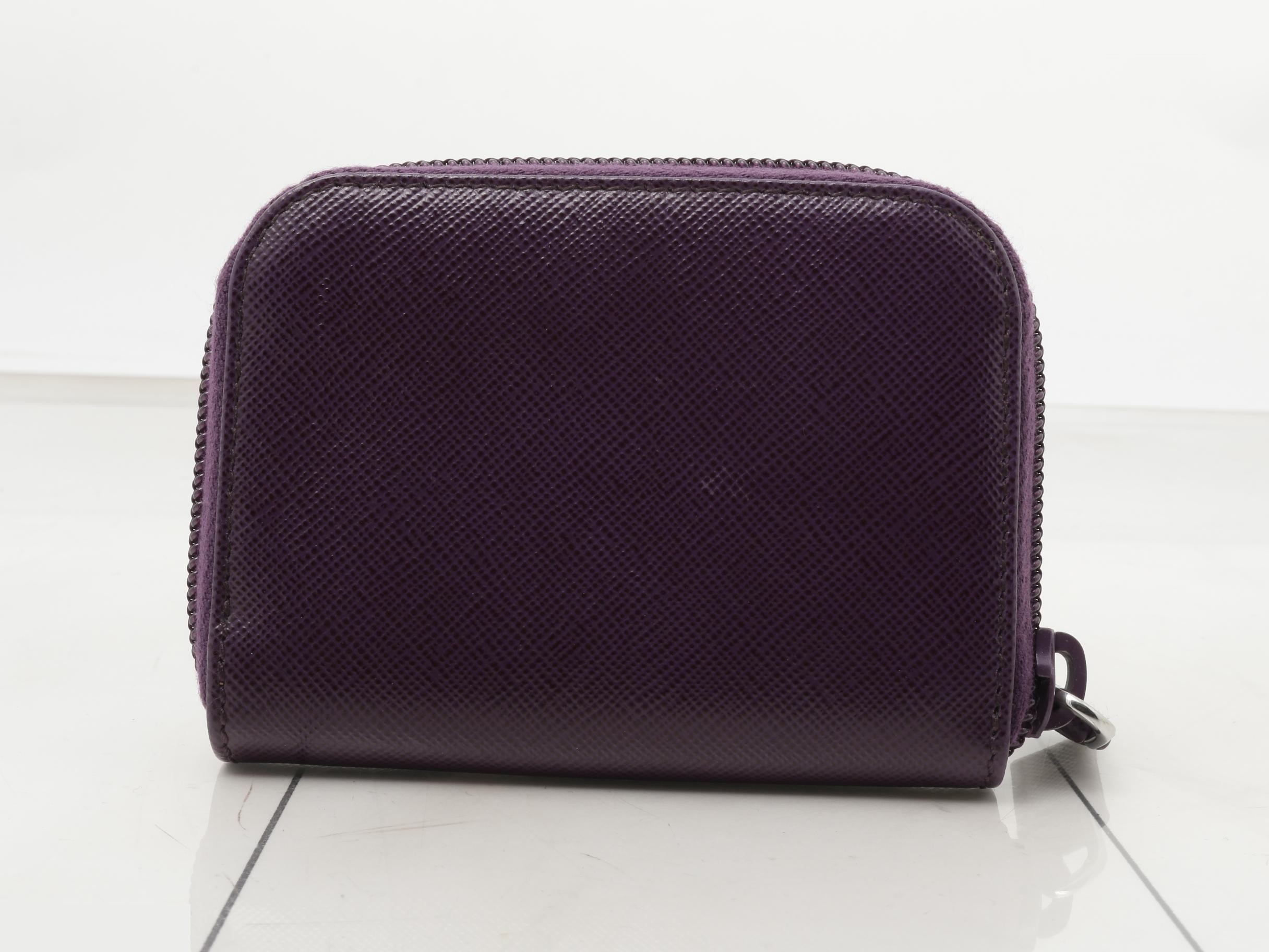 Unused, stored Saffiano leather round zipper coin case — view 2