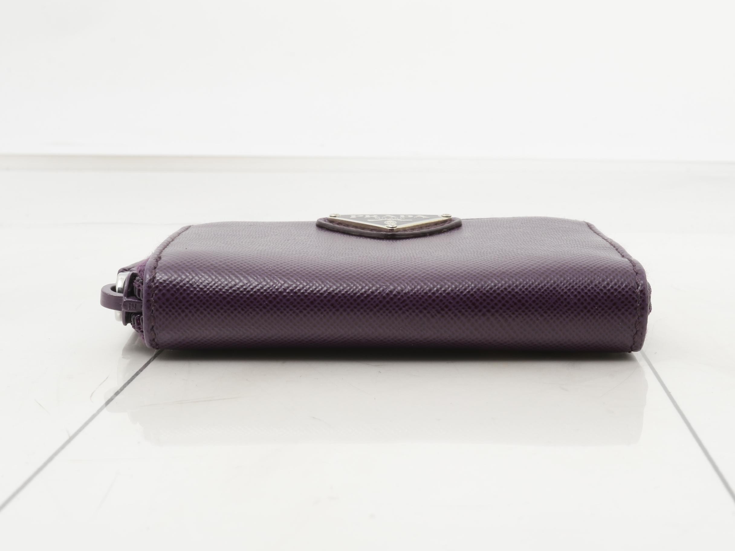 Unused, stored Saffiano leather round zipper coin case — view 3