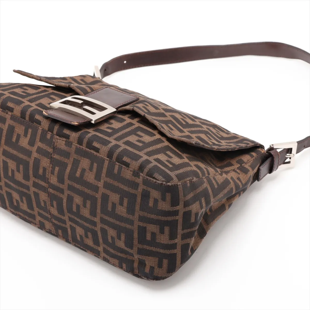 Zucca Mamma Bucket Canvas x Leather Shoulder Bag, Brown — view 3
