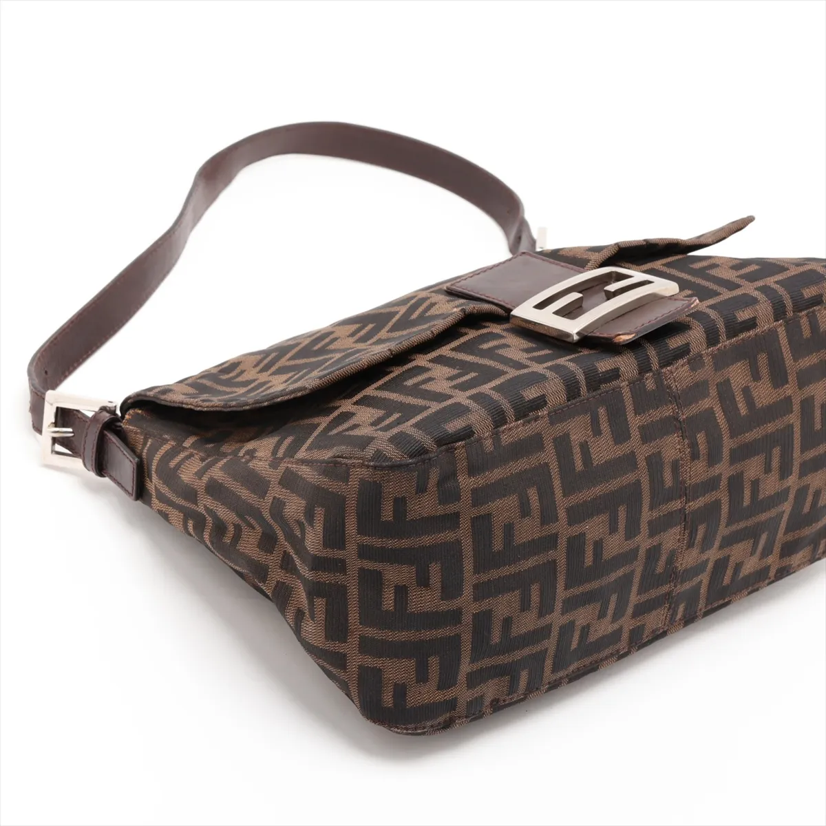 Zucca Mamma Bucket Canvas x Leather Shoulder Bag, Brown — view 4