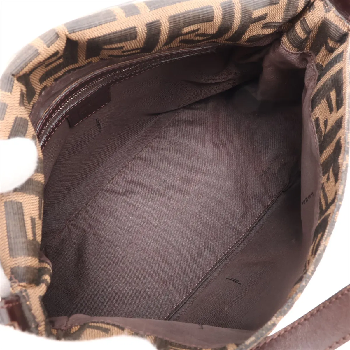 Zucca Mamma Bucket Canvas x Leather Shoulder Bag, Brown — view 6