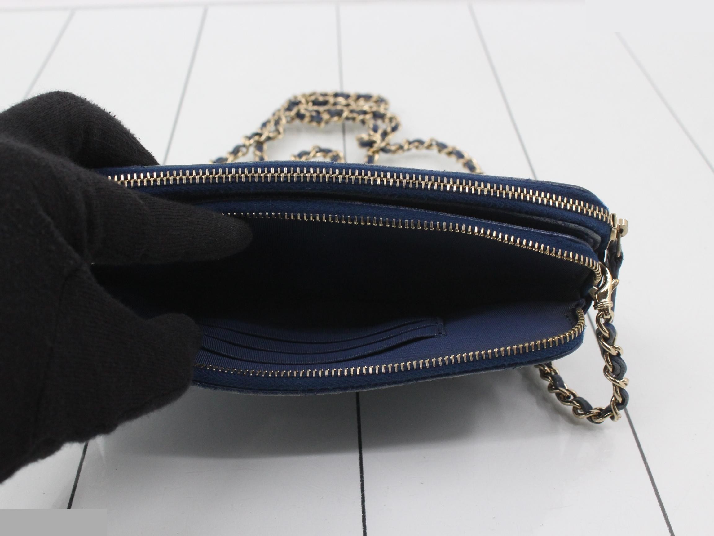 Lambskin Coco Mark Chain Shoulder Bag (Blue) — view 4