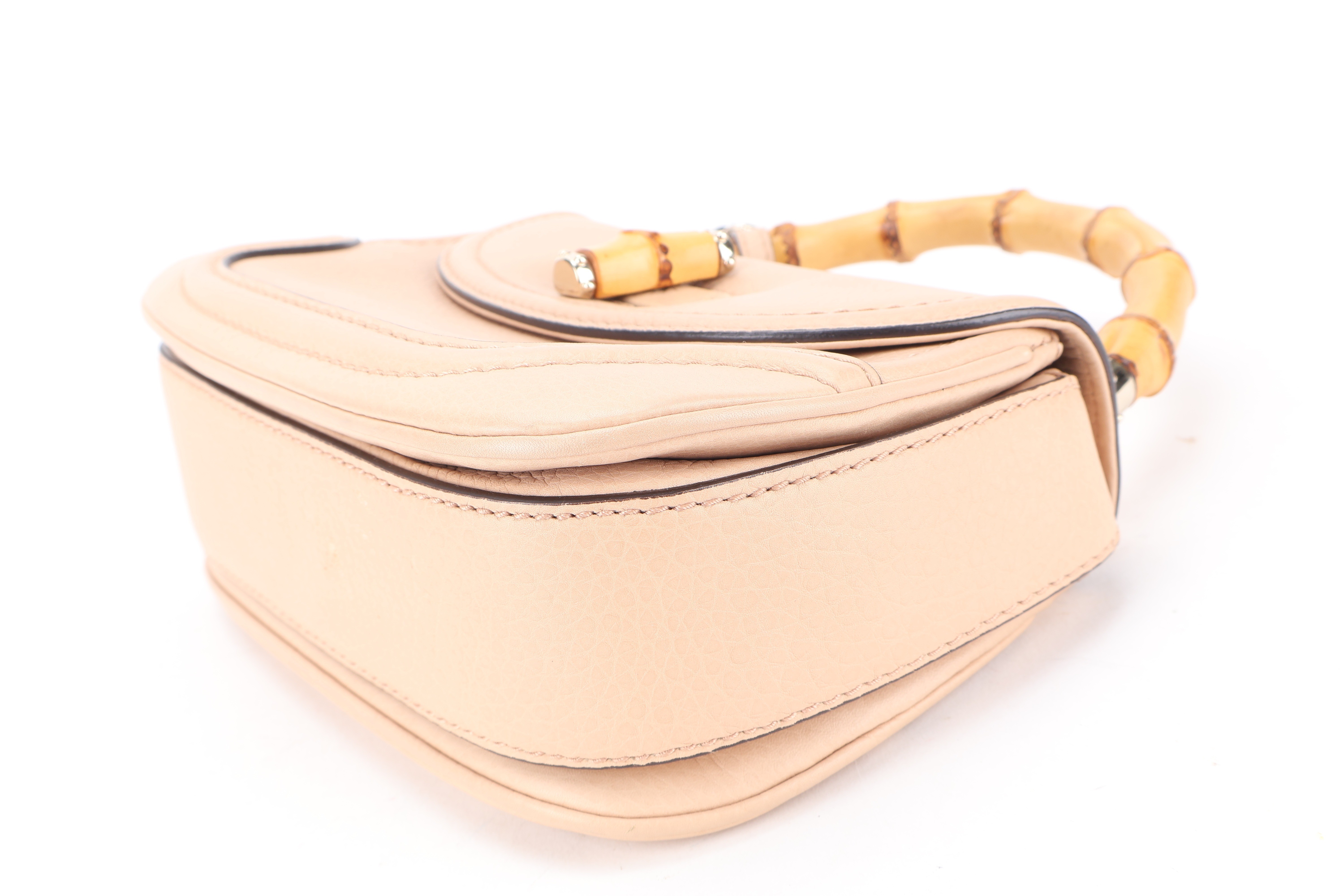 BAMBOO SATCHEL SMALL BEIGE GHW — view 3
