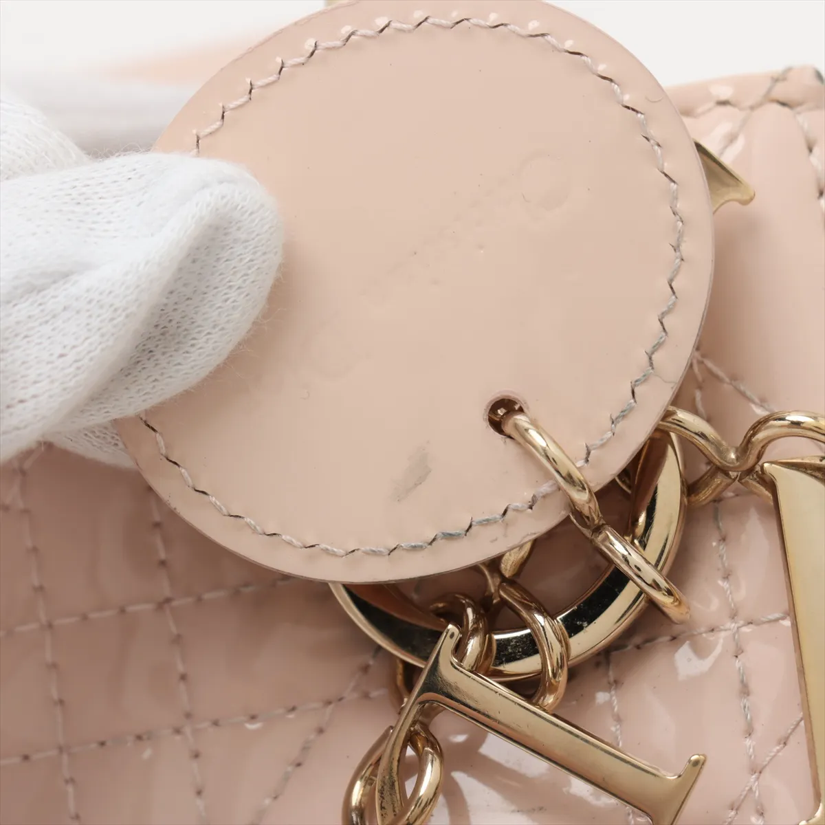 Cannage Lady Dior Mini Patent Leather 2WAY Handbag Pink — view 13