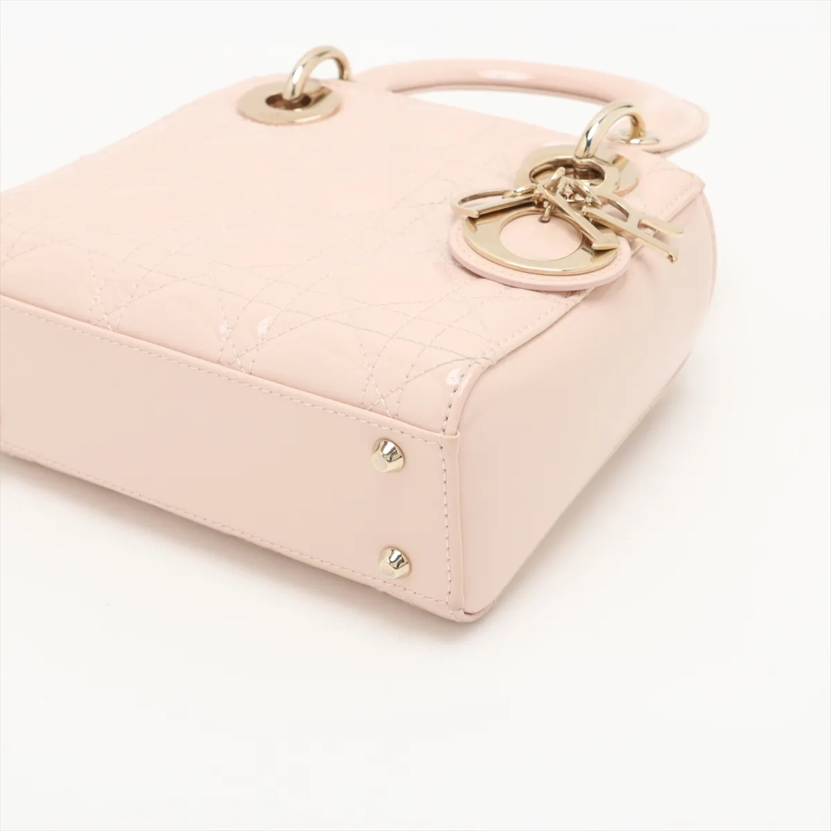 Cannage Lady Dior Mini Patent Leather 2WAY Handbag Pink — view 3
