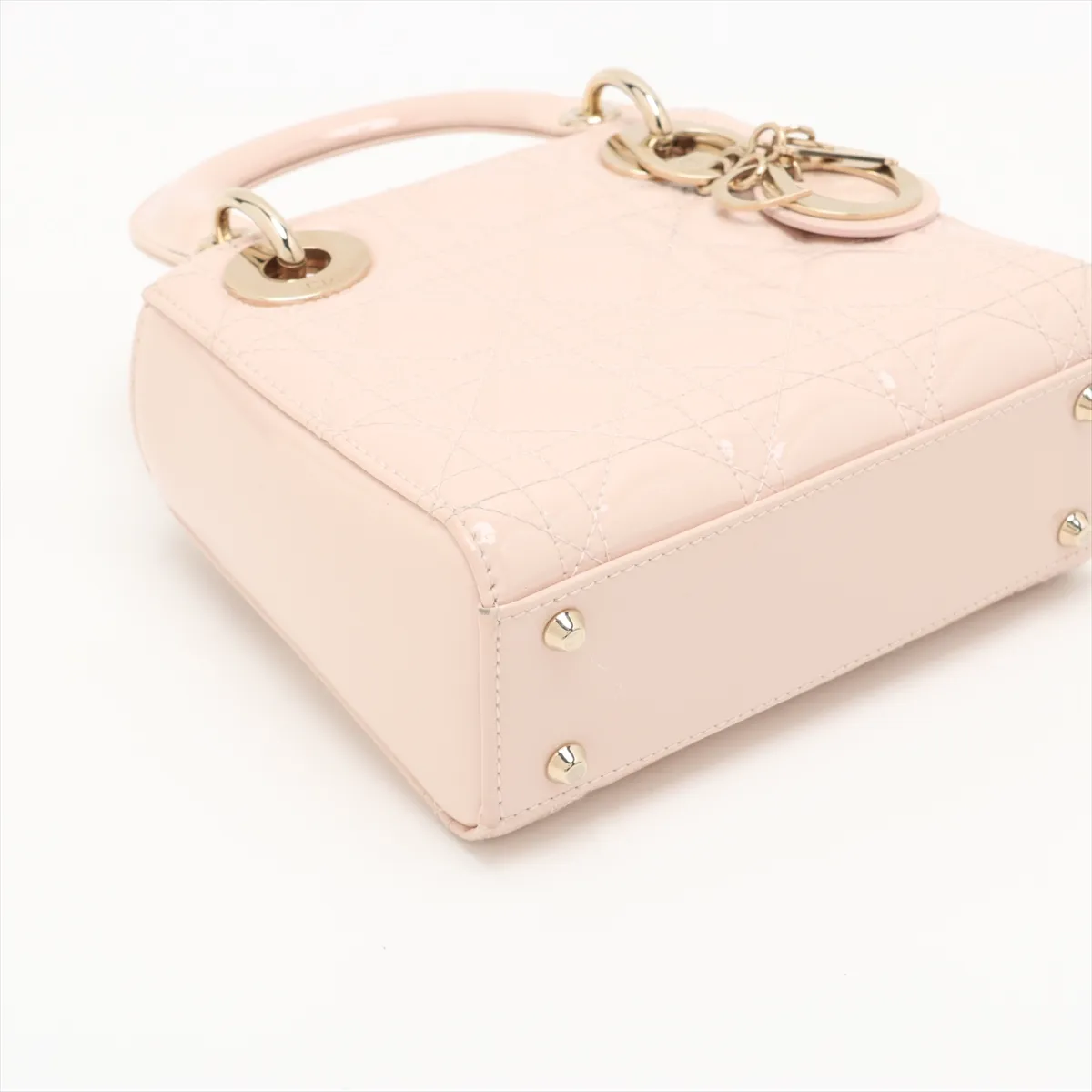 Cannage Lady Dior Mini Patent Leather 2WAY Handbag Pink — view 4