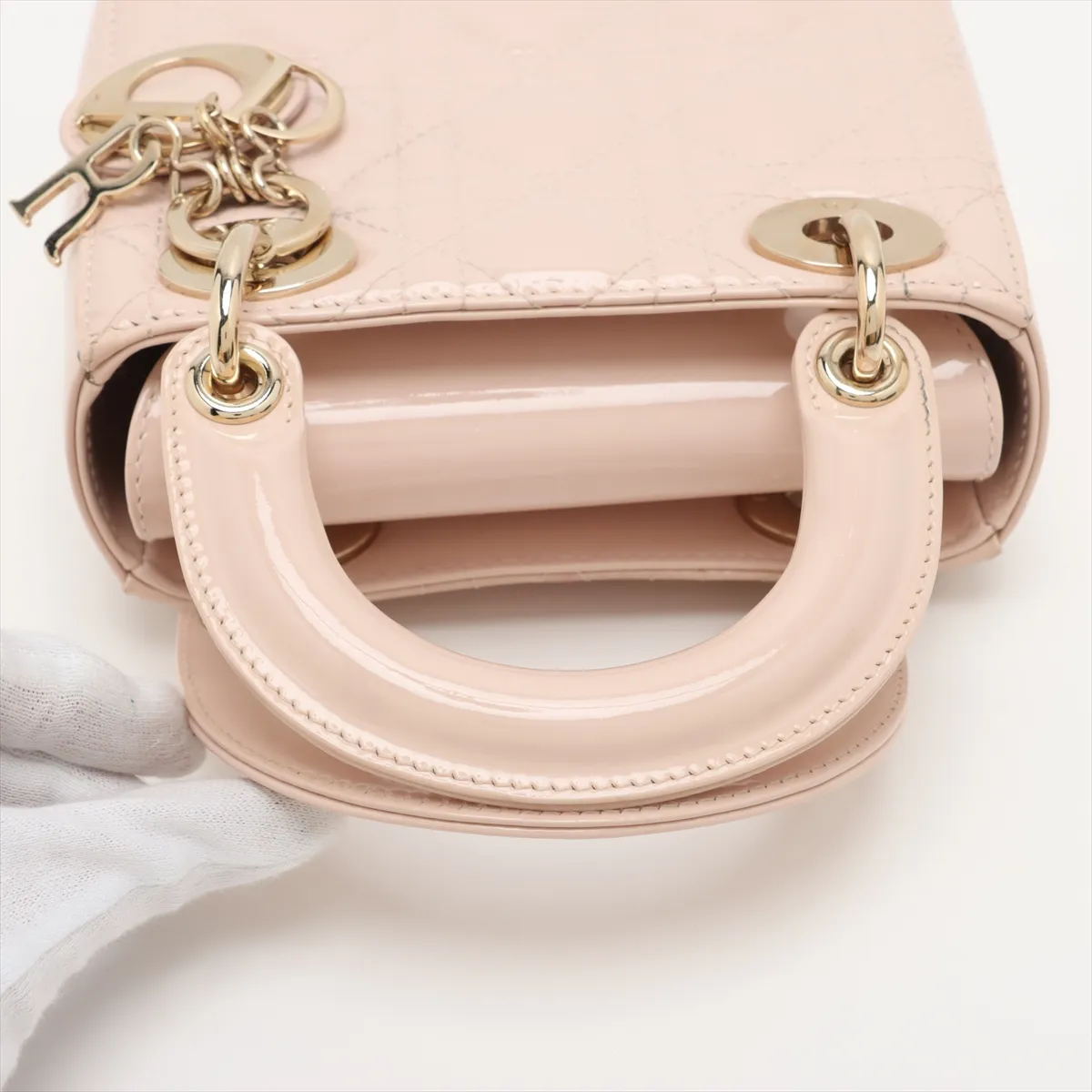 Cannage Lady Dior Mini Patent Leather 2WAY Handbag Pink — view 5