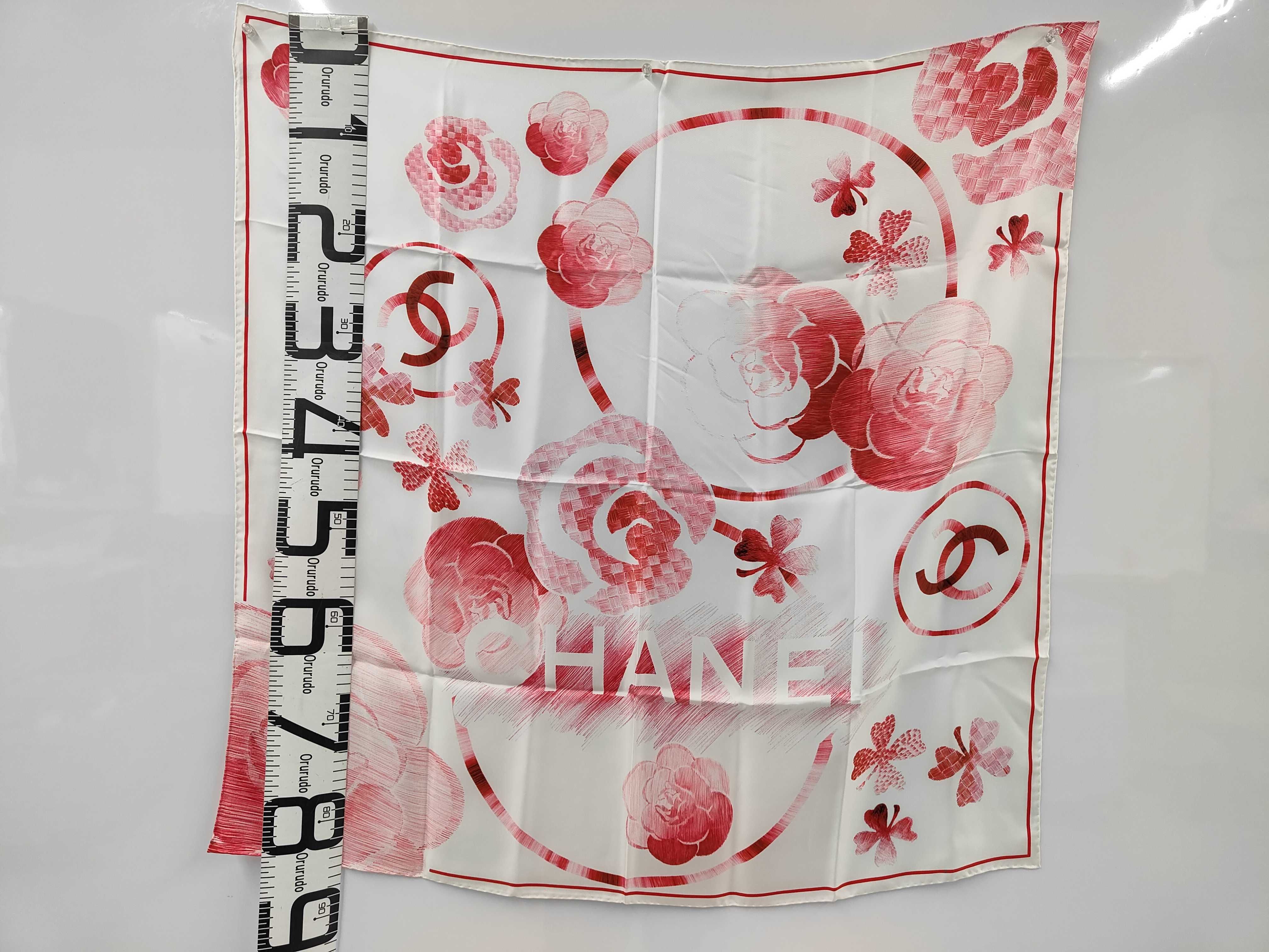 Camellia Silk Scarf (White & Red) - Other Accessories — view 2