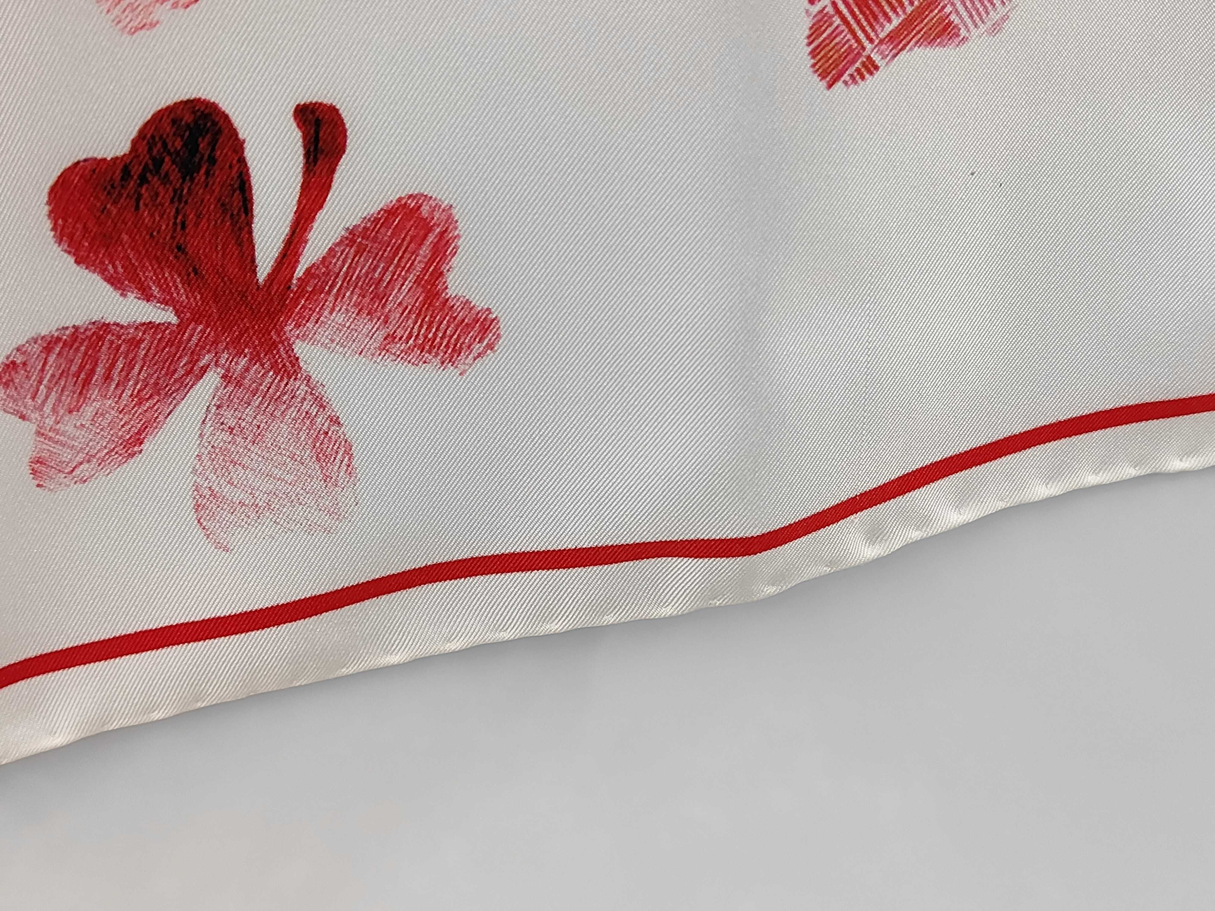 Camellia Silk Scarf (White & Red) - Other Accessories — view 3