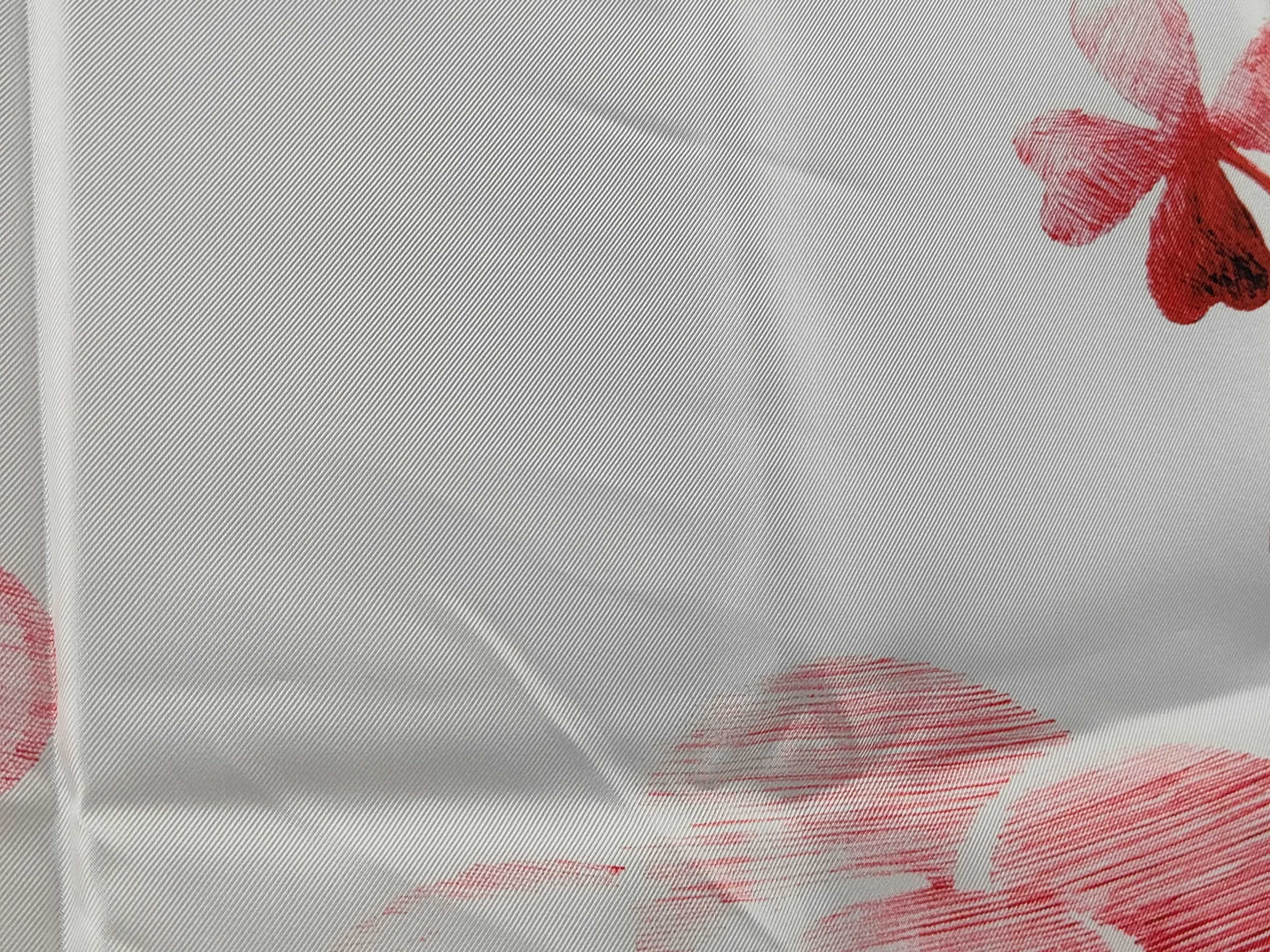 Camellia Silk Scarf (White & Red) - Other Accessories — view 4