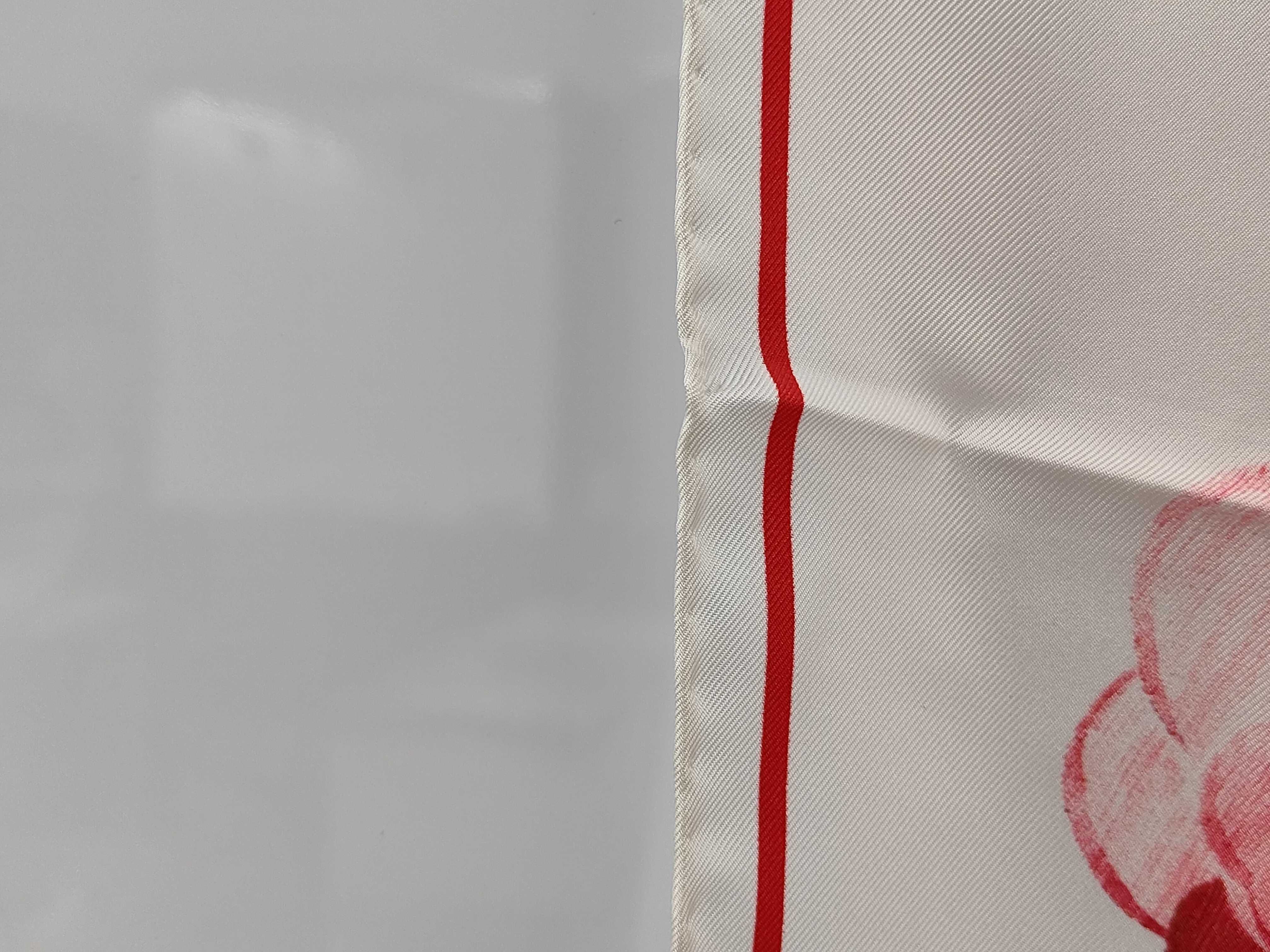 Camellia Silk Scarf (White & Red) - Other Accessories — view 5