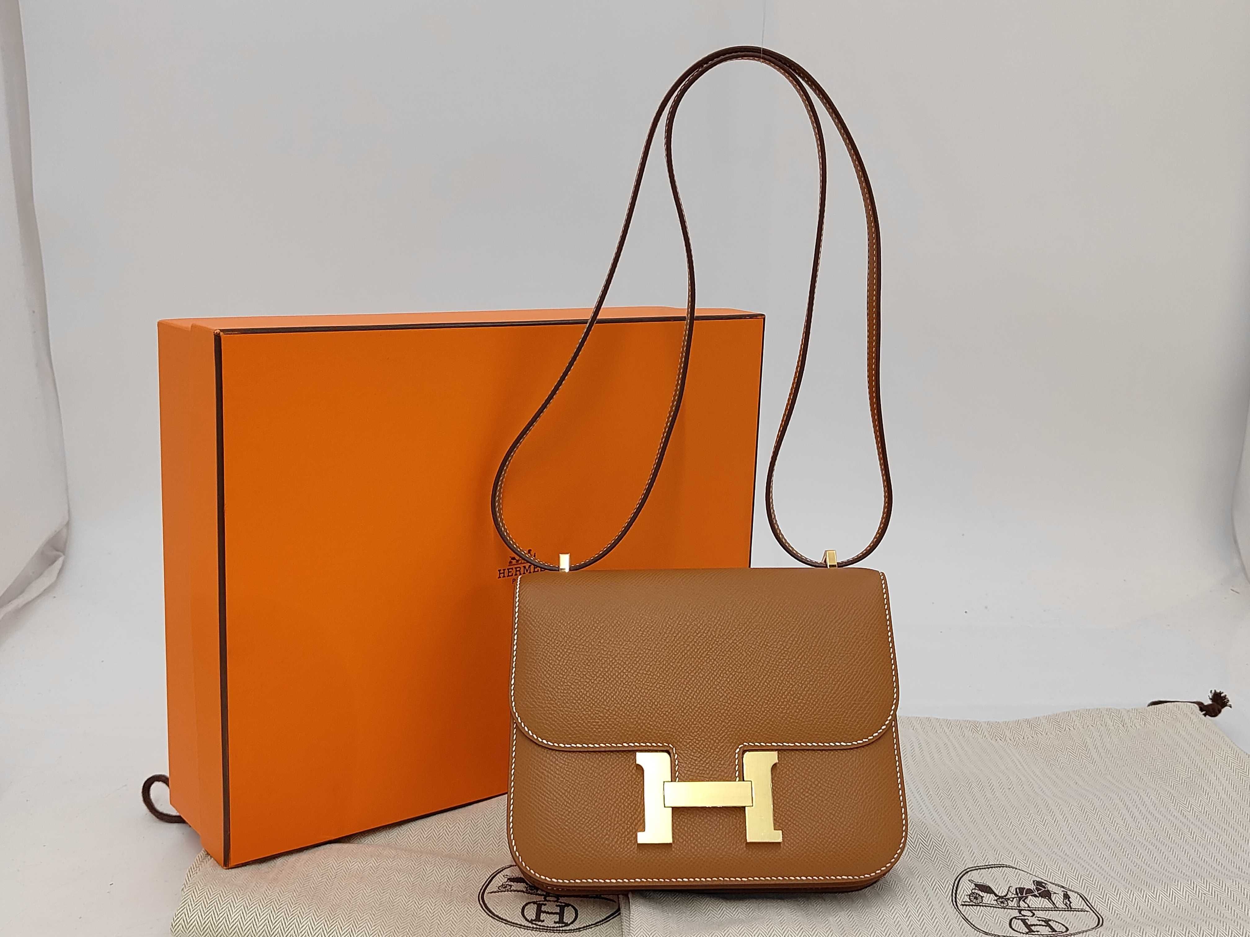 Constance 3 Mini Veau Epsom Gold Shoulder Bag with Seal and U Stamp