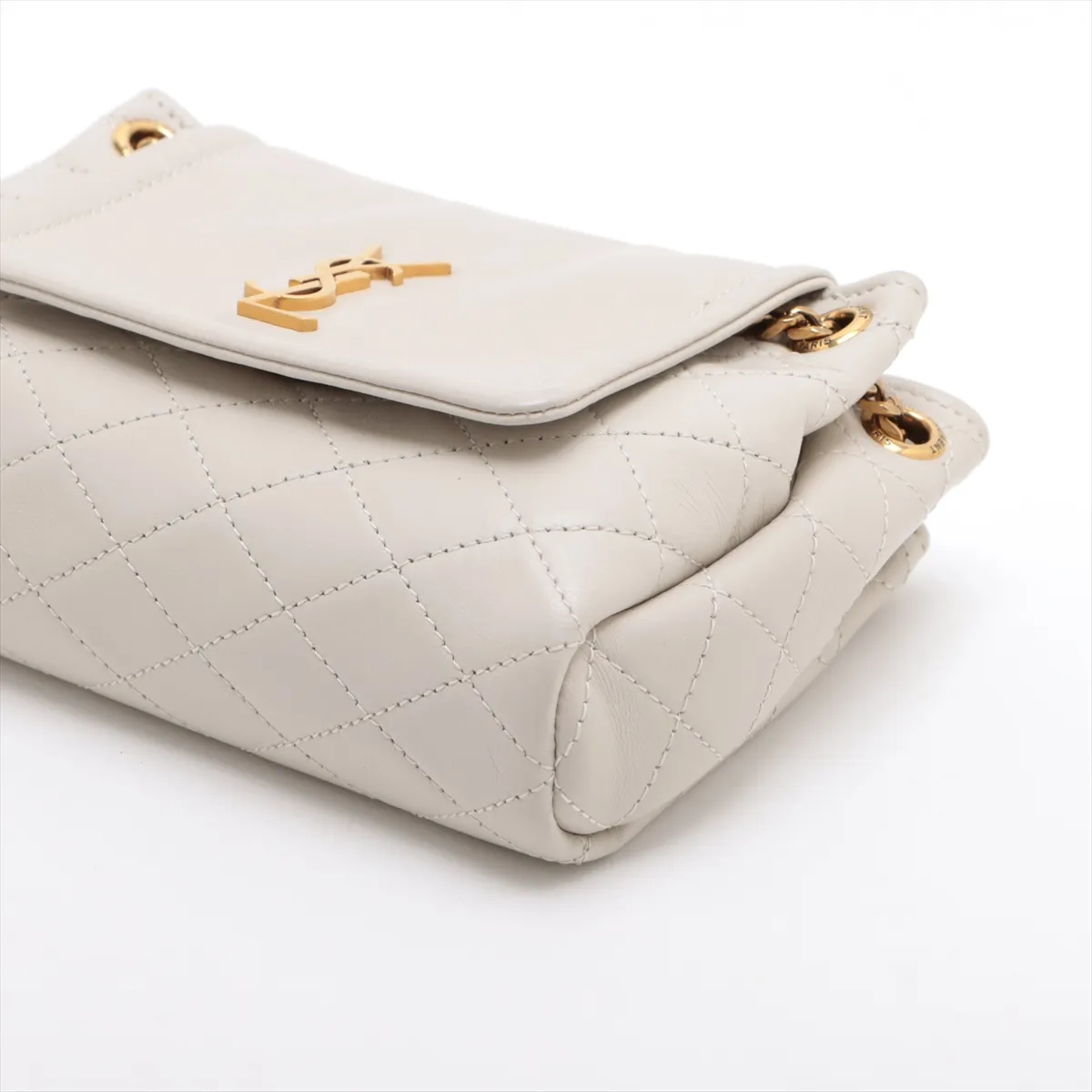Mini Nolita Leather Chain Shoulder Bag, Beige, 672738 — view 3