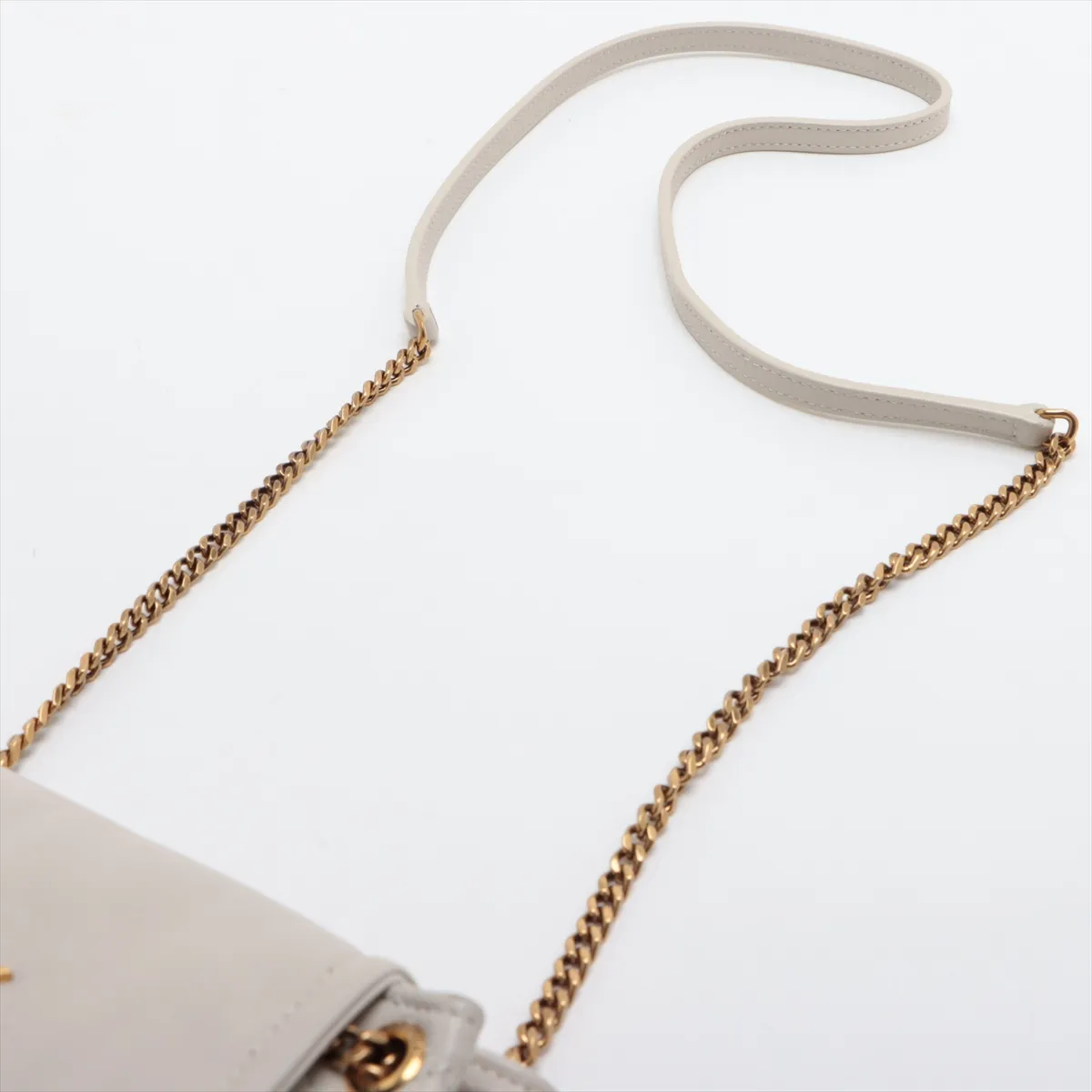 Mini Nolita Leather Chain Shoulder Bag, Beige, 672738 — view 5