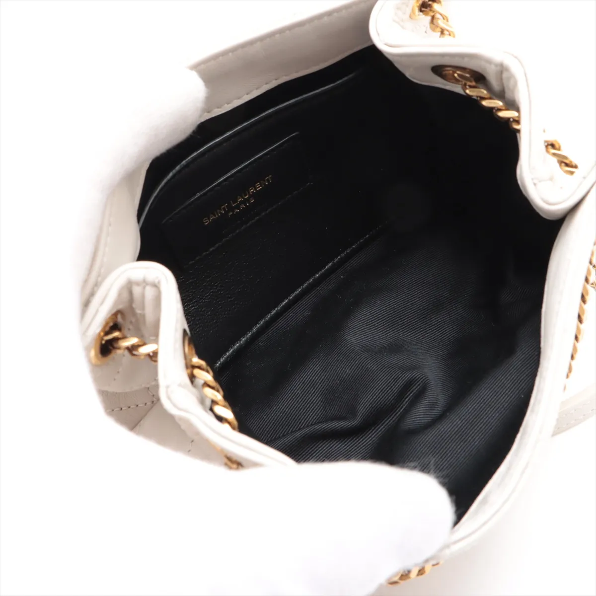 Mini Nolita Leather Chain Shoulder Bag, Beige, 672738 — view 6