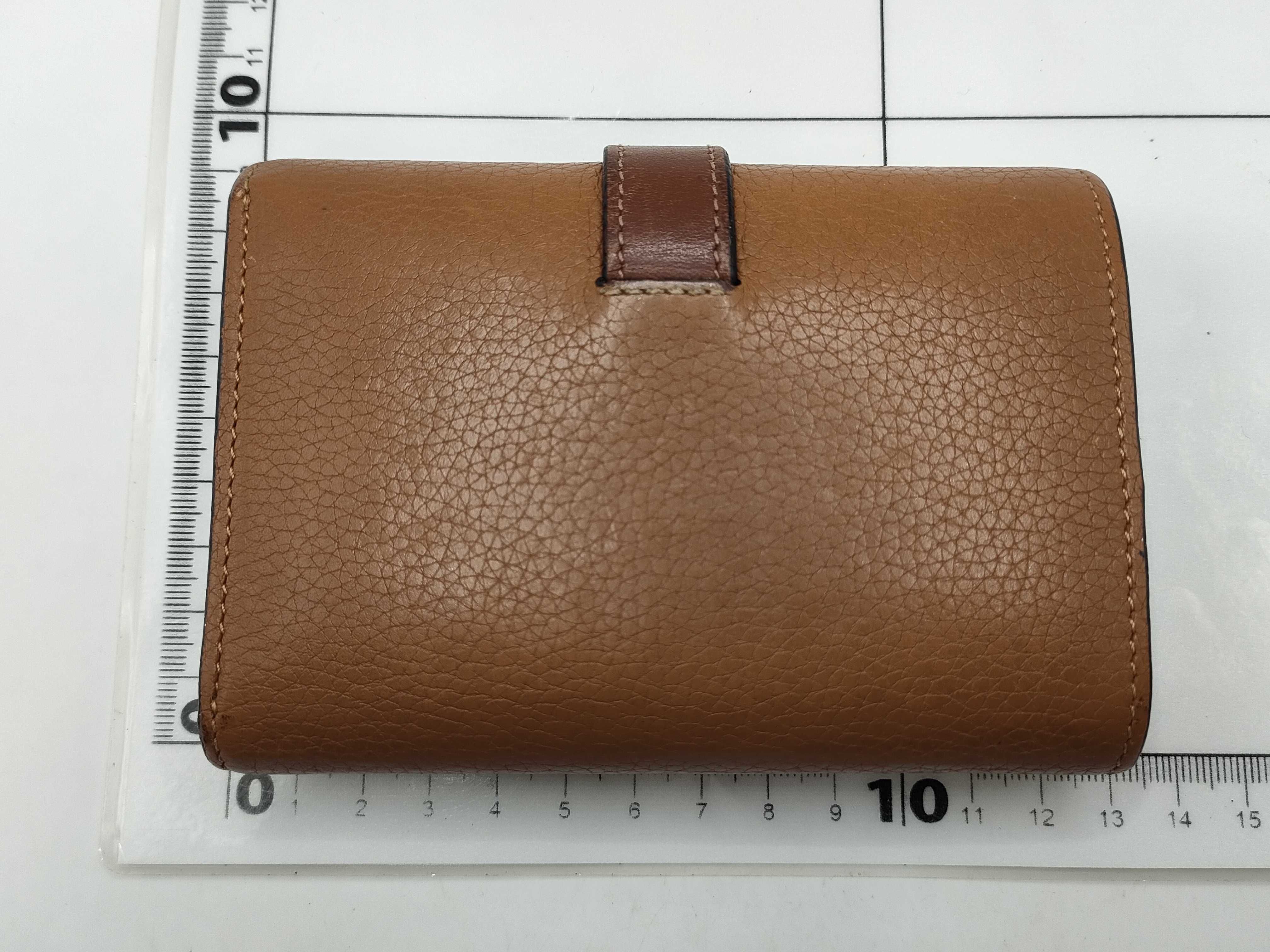 Anagram Leather Tri-fold Wallet, Brown — view 2