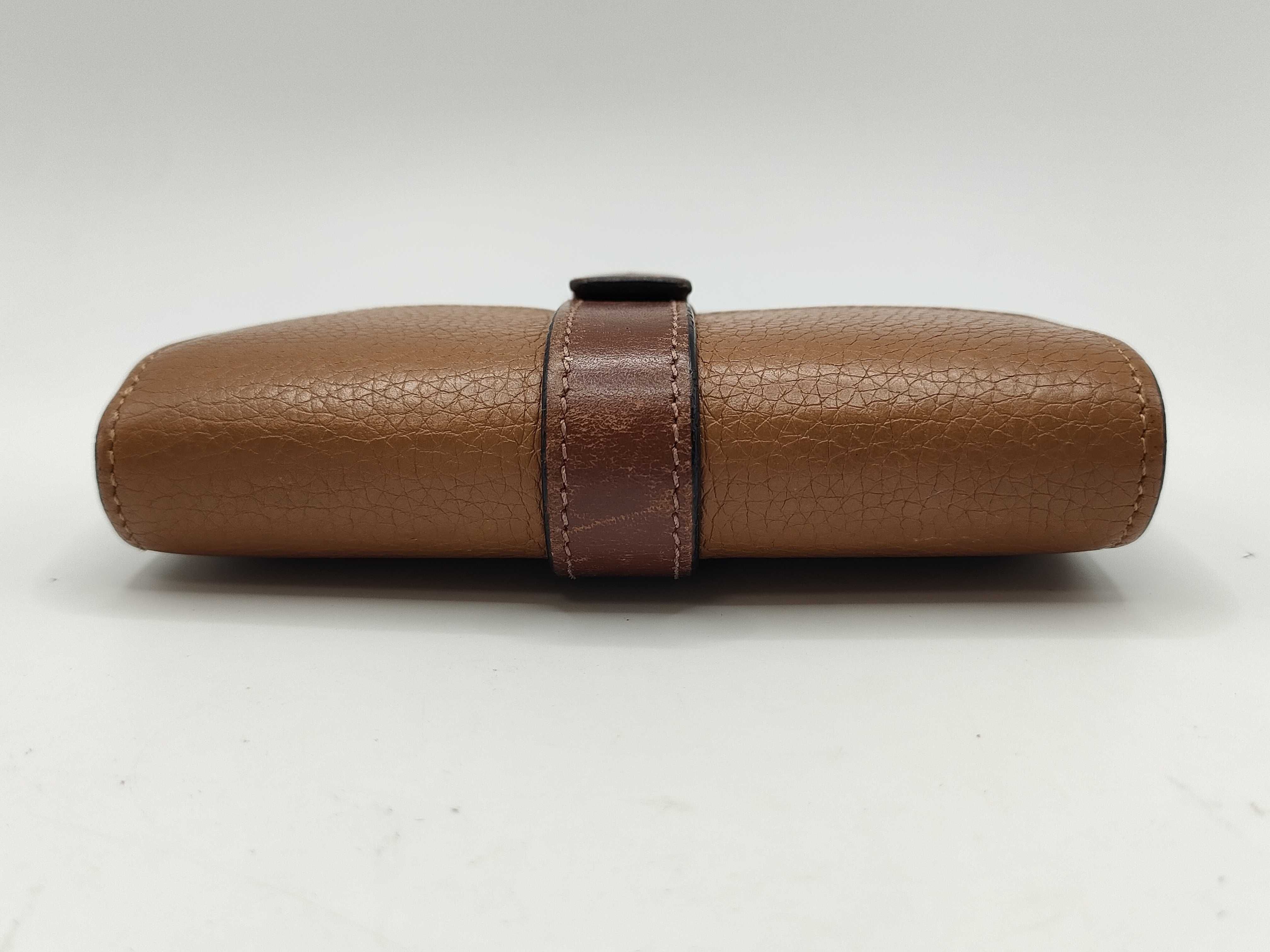 Anagram Leather Tri-fold Wallet, Brown — view 5