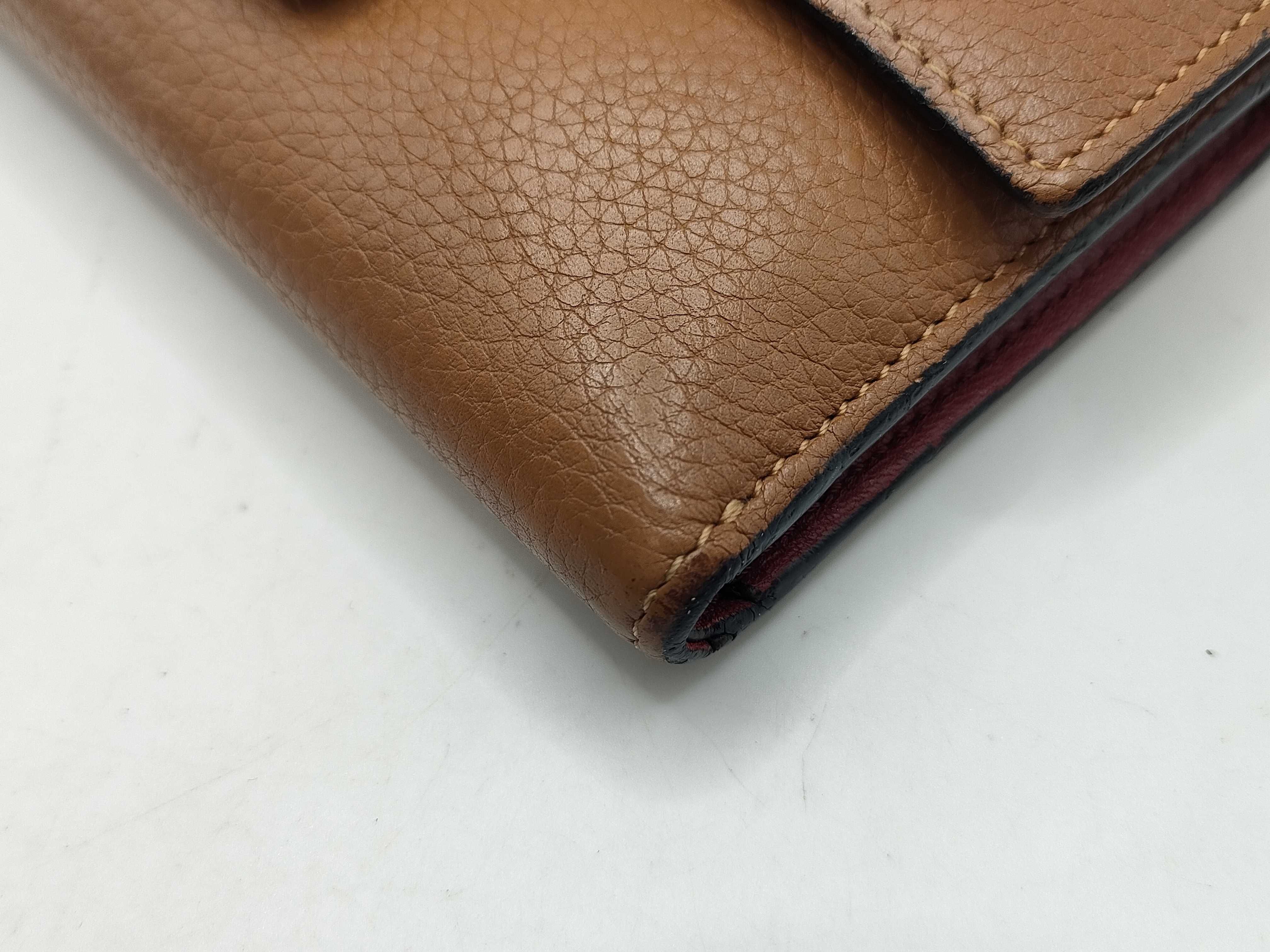 Anagram Leather Tri-fold Wallet, Brown — view 7