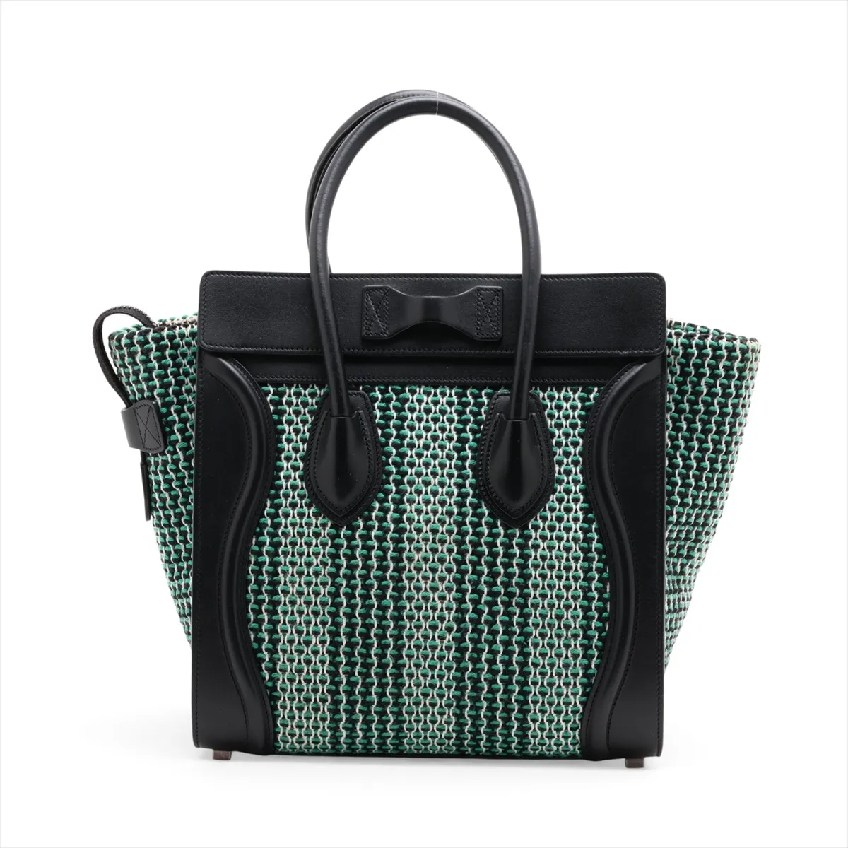 Luggage Micro Shopper Leather x Tweed Handbag Green x Black — view 2