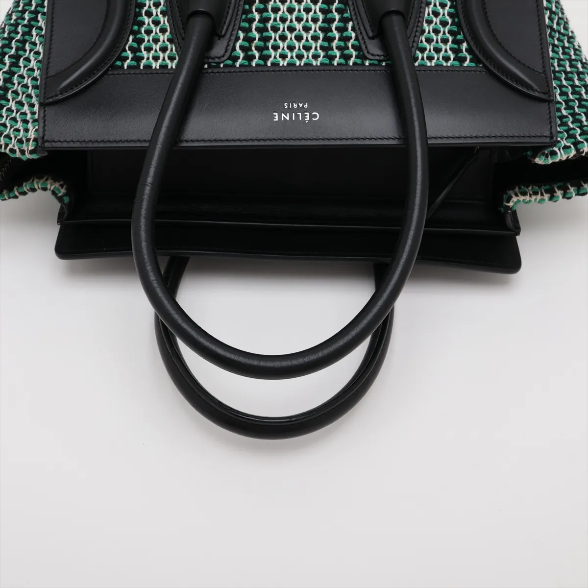 Luggage Micro Shopper Leather x Tweed Handbag Green x Black — view 5
