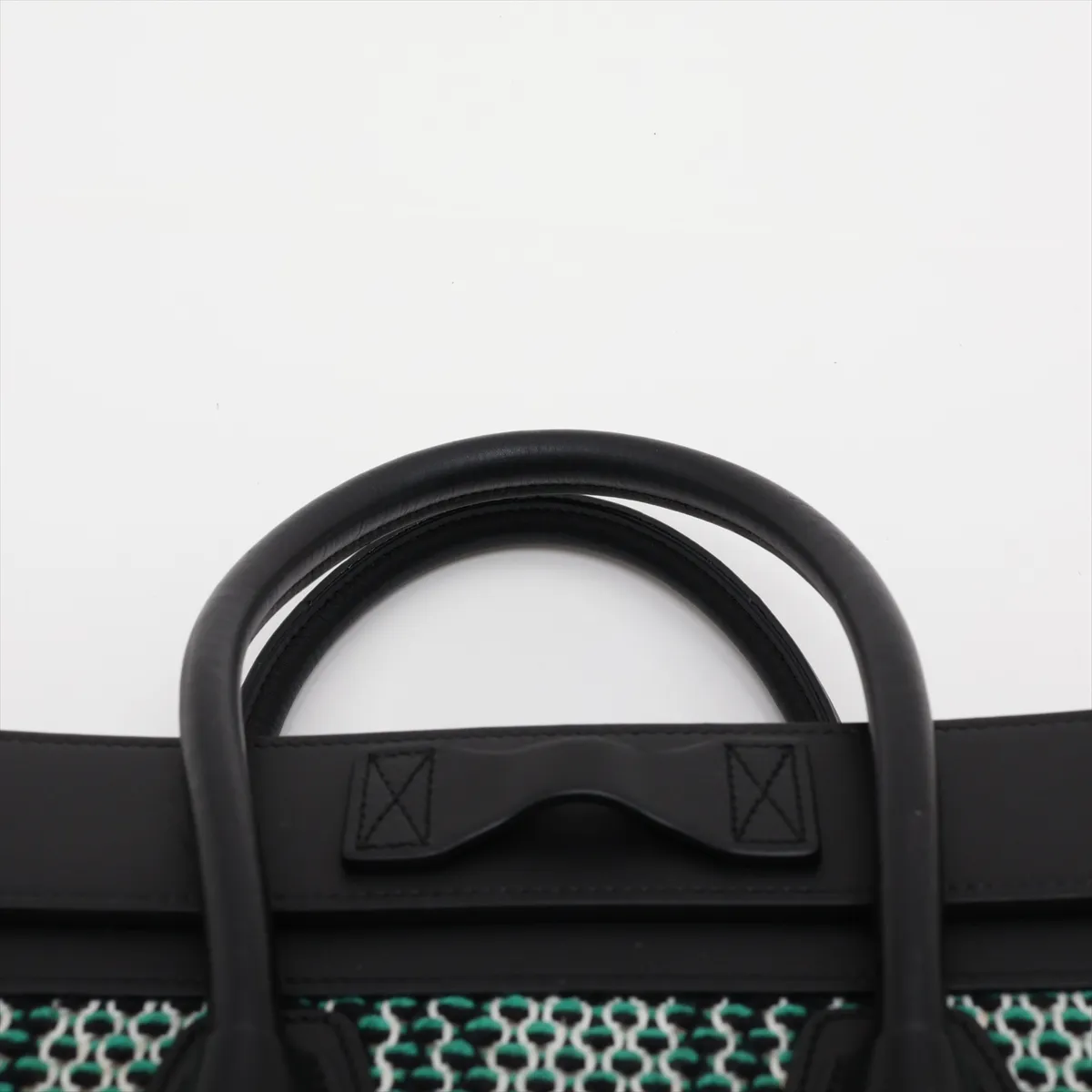 Luggage Micro Shopper Leather x Tweed Handbag Green x Black — view 6
