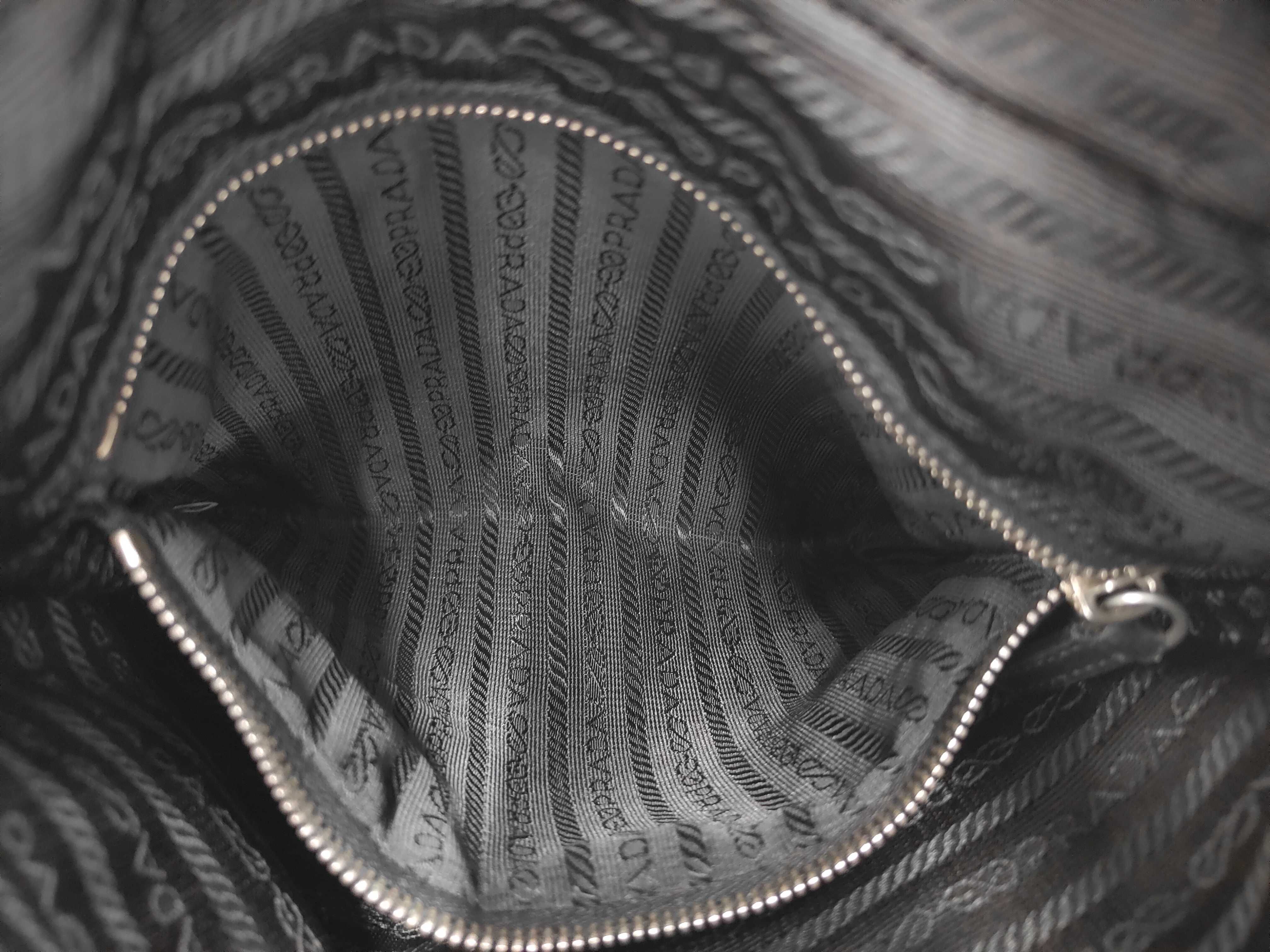 nylon tote bag, leather and nylon tote bag with triangular logo. — view 12