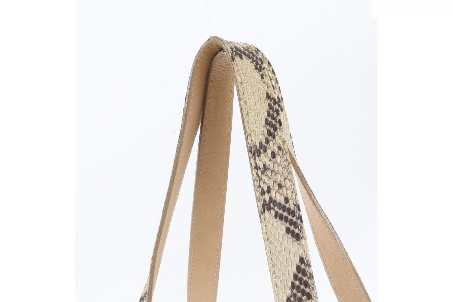 Tessuto Nylon Triangle Logo Python Leather Tote Bag — view 2
