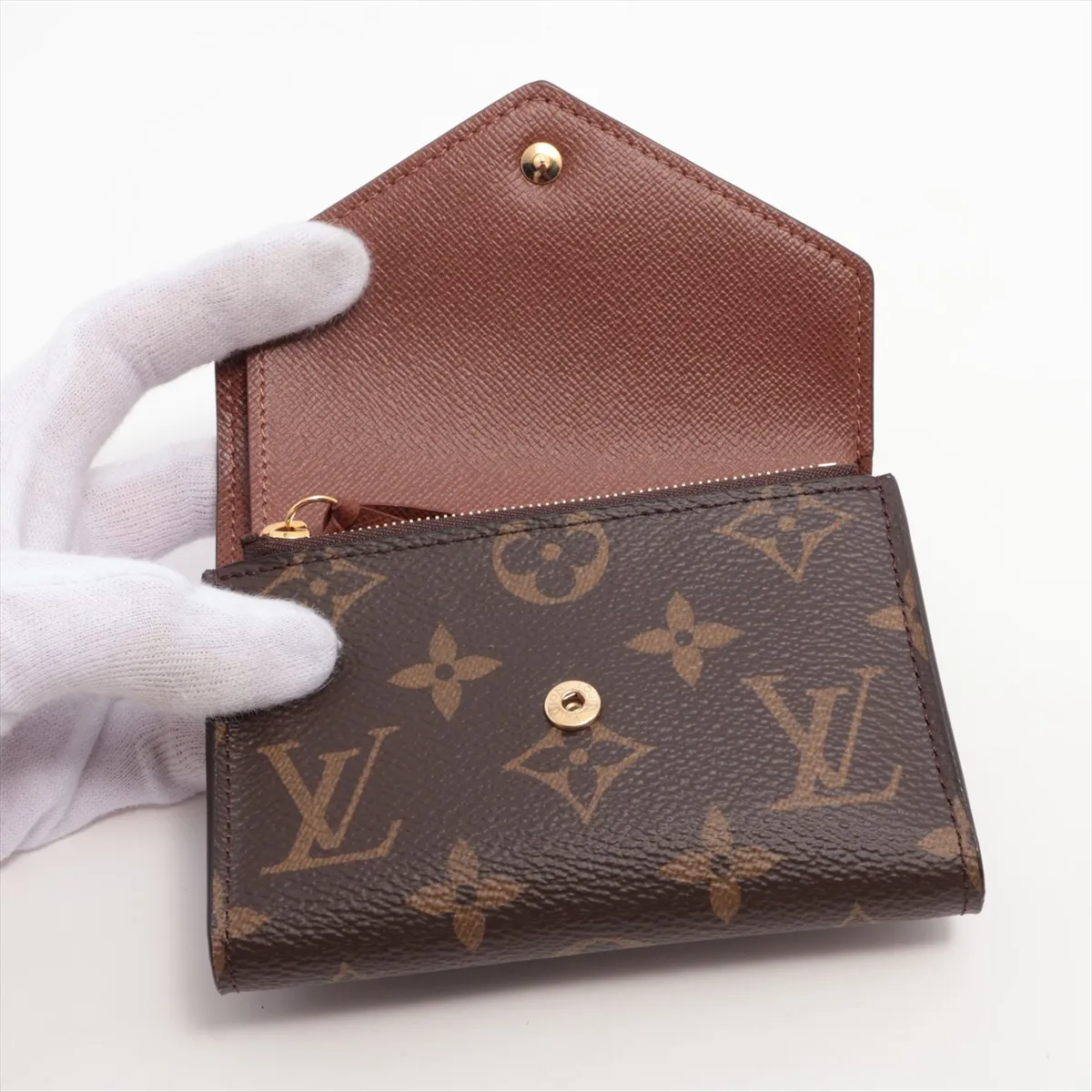 Monogram Portefeuille Victorine M62472 Brown Compact Wallet with Initials RFID Reactive — view 3