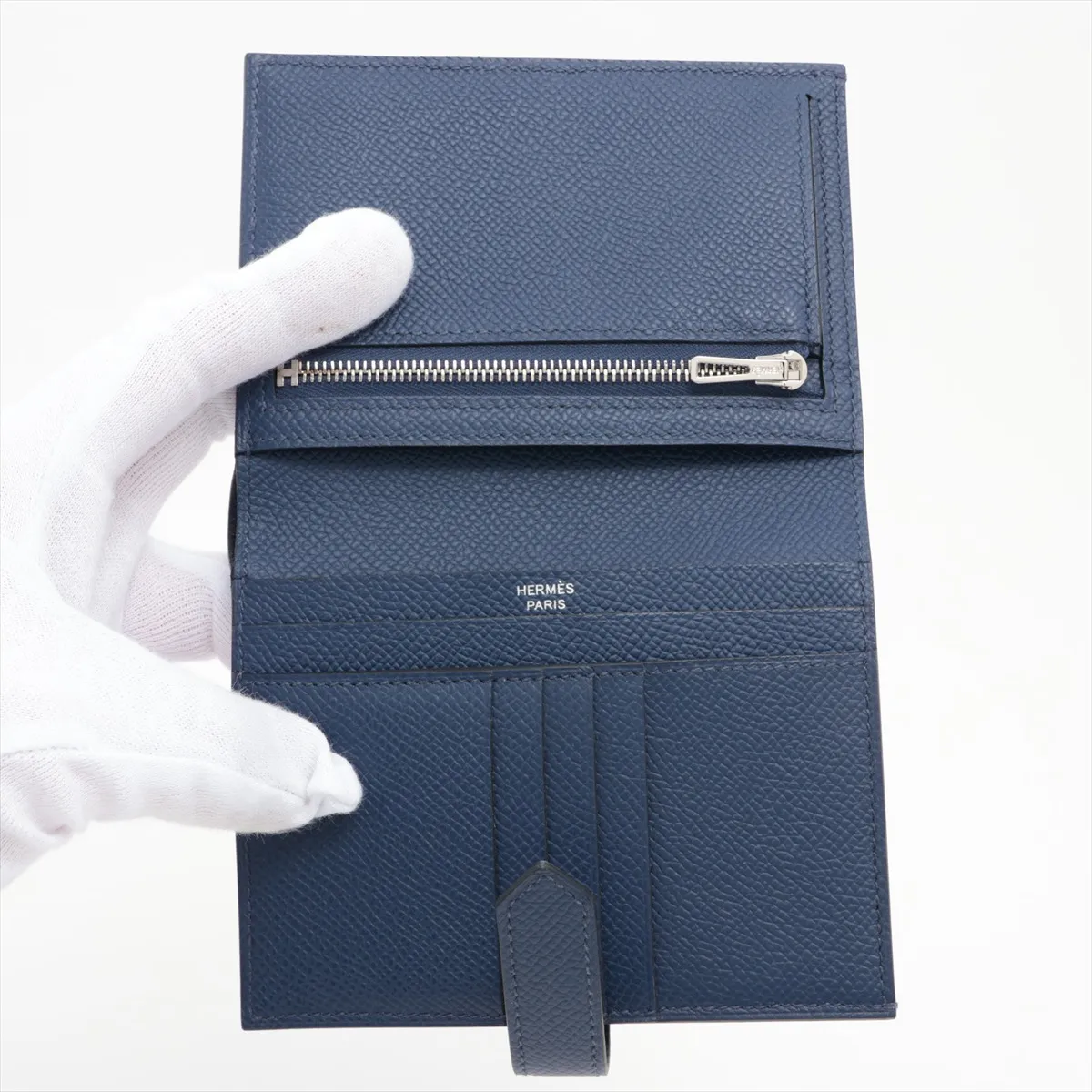 Bearn Compact Vaux Epson Compact Wallet Deep Blue Silver Hardware W:2024 — view 3