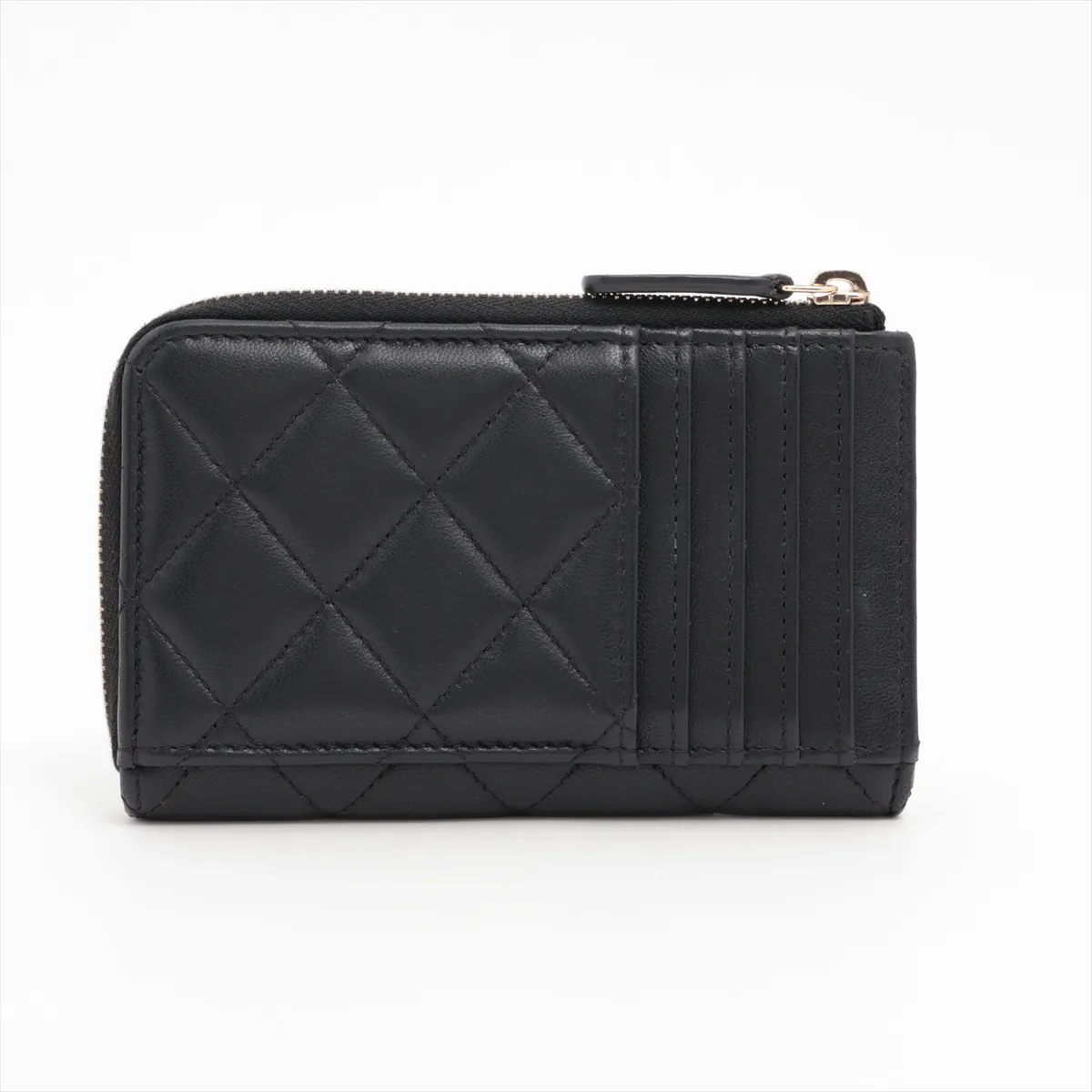Matelasse Lambskin Fragment Case Black Gold Hardware NTT3HNA4 — view 2