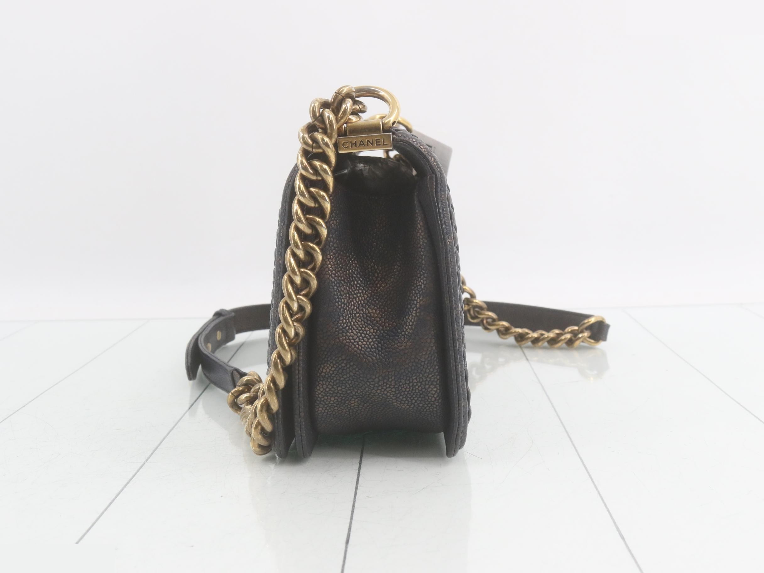 Boy Chanel Caviar Skin V-Stitch Shoulder Bag — view 3