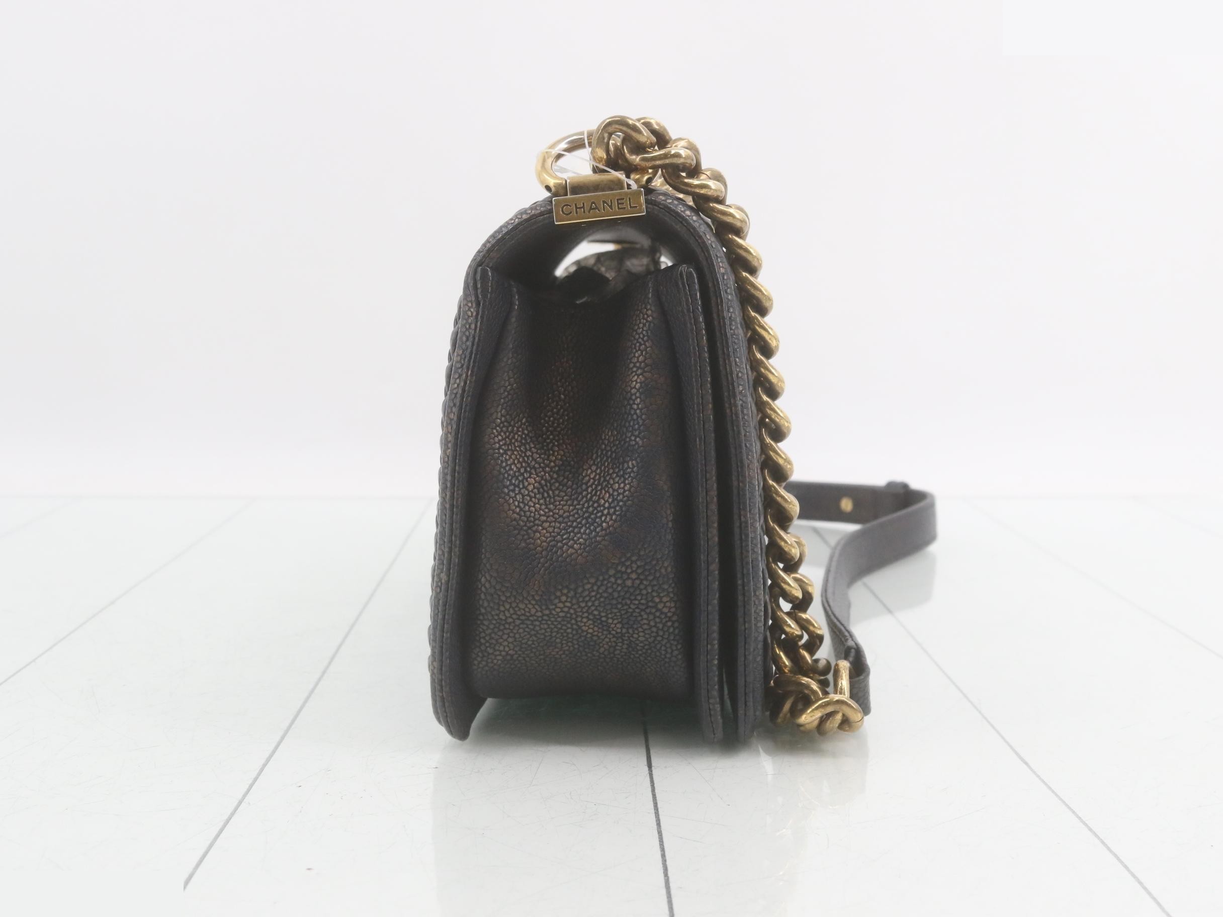 Boy Chanel Caviar Skin V-Stitch Shoulder Bag — view 4