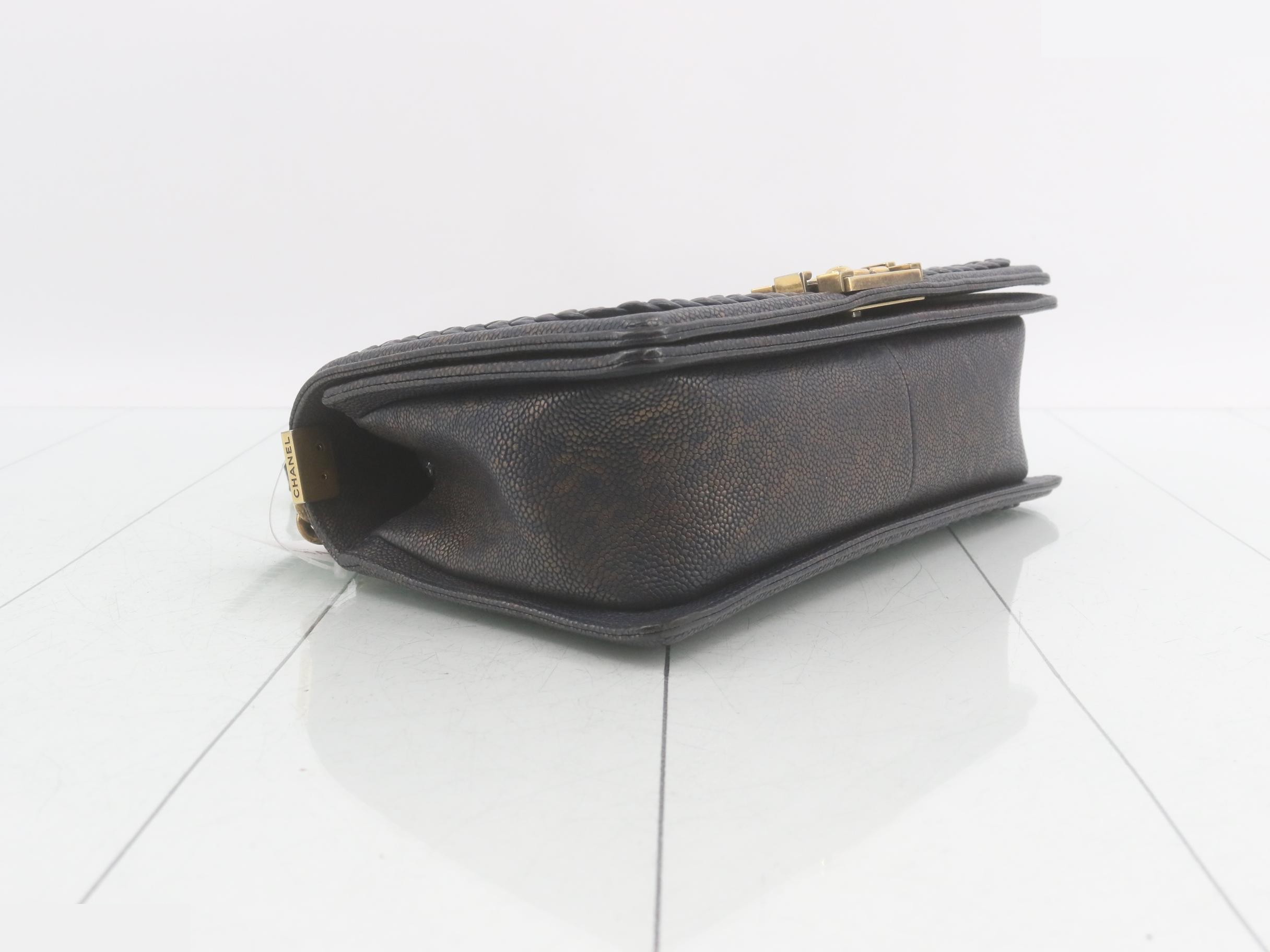 Boy Chanel Caviar Skin V-Stitch Shoulder Bag — view 5