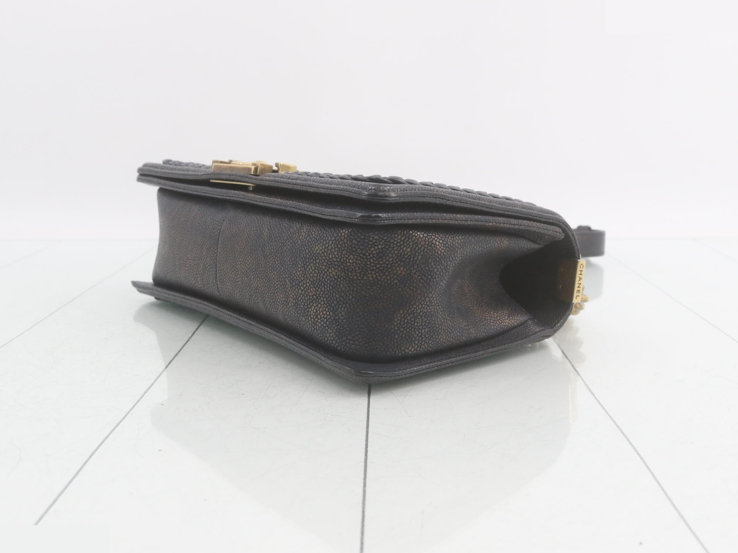 Boy Chanel Caviar Skin V-Stitch Shoulder Bag — view 6